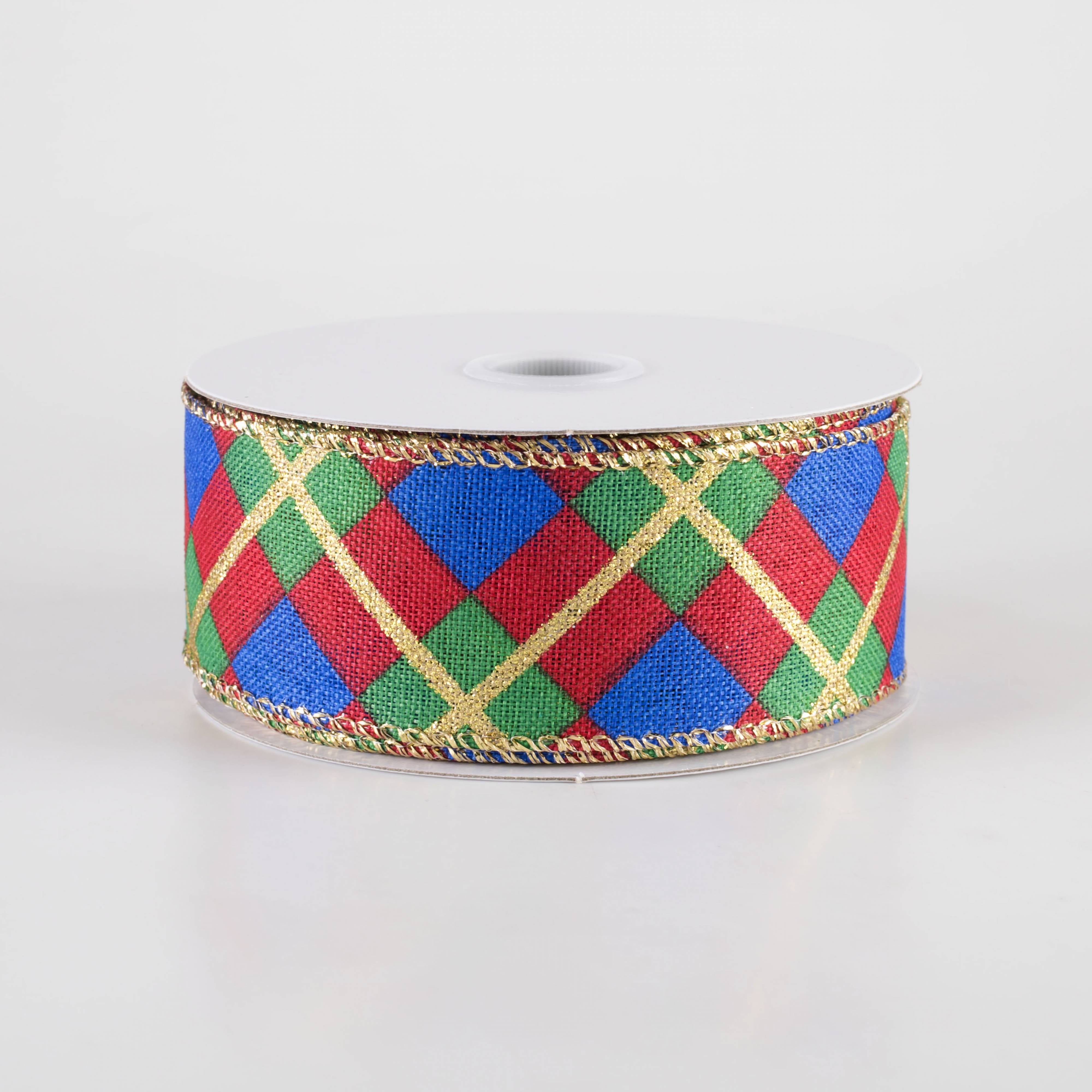 1.5" Georgina Plaid Ribbon: Red, Green, Blue, Gold (10 Yards) Item Number: 72248-09-25