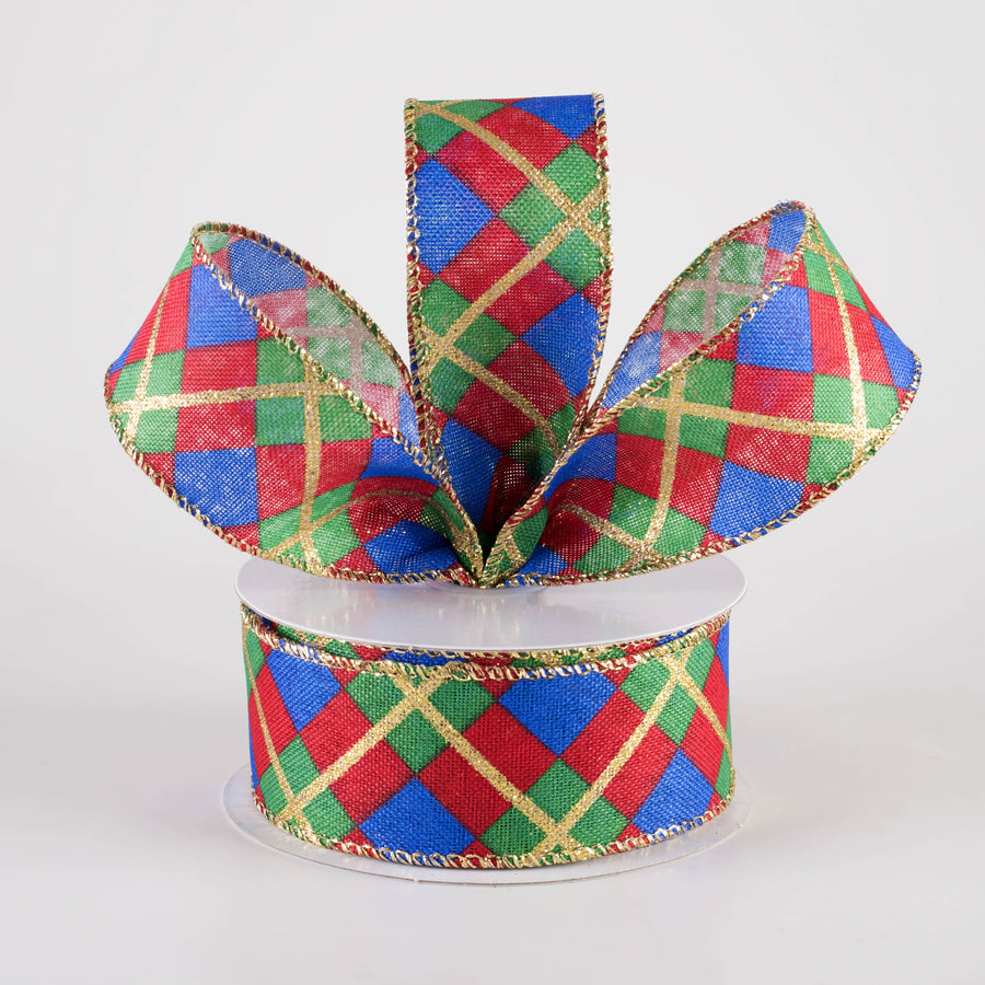 1.5" Georgina Plaid Ribbon: Red, Green, Blue, Gold (10 Yards) Lifestyle Photo