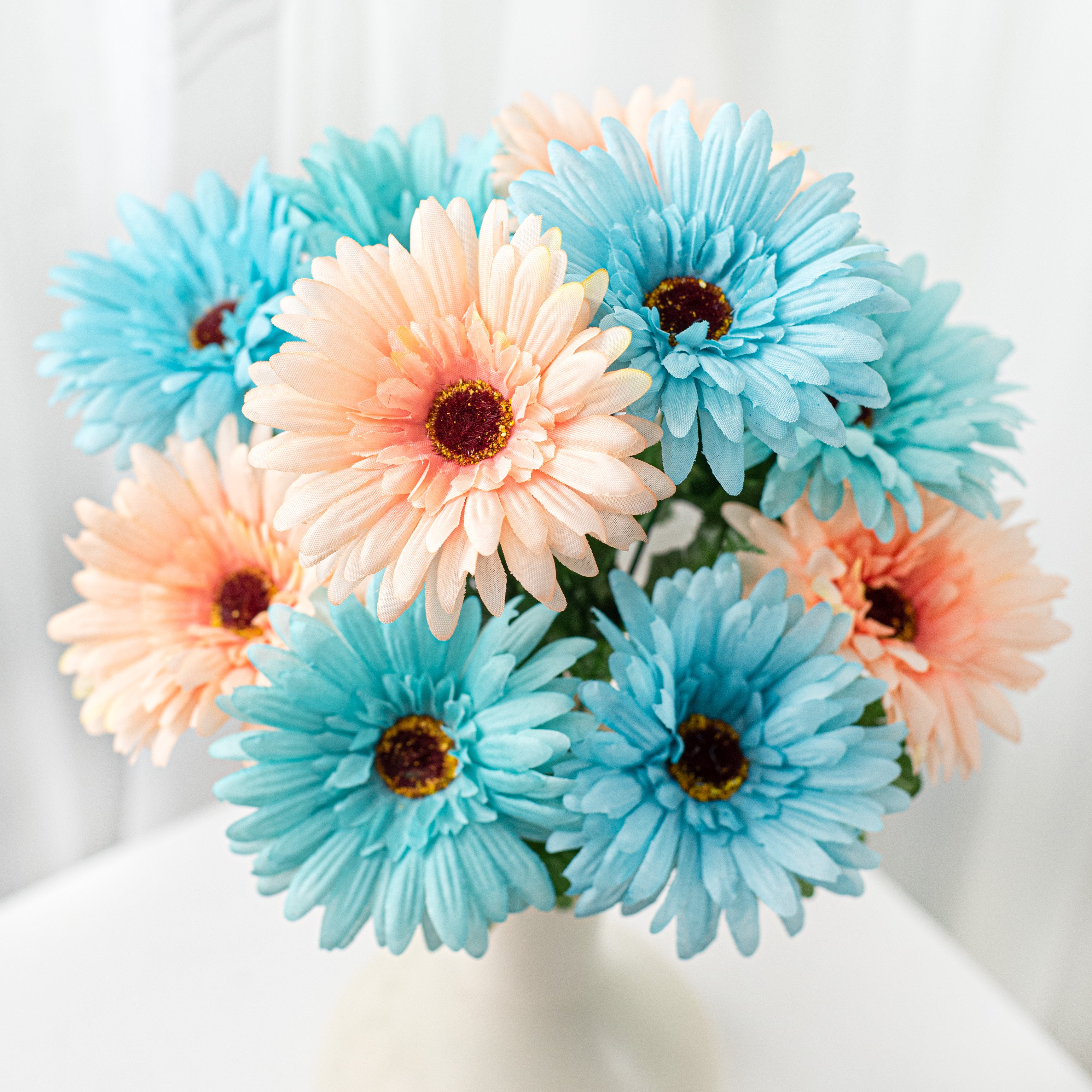18" Gerbera Daisy Bush: Aqua & Coral Item Number: 30550AQCO