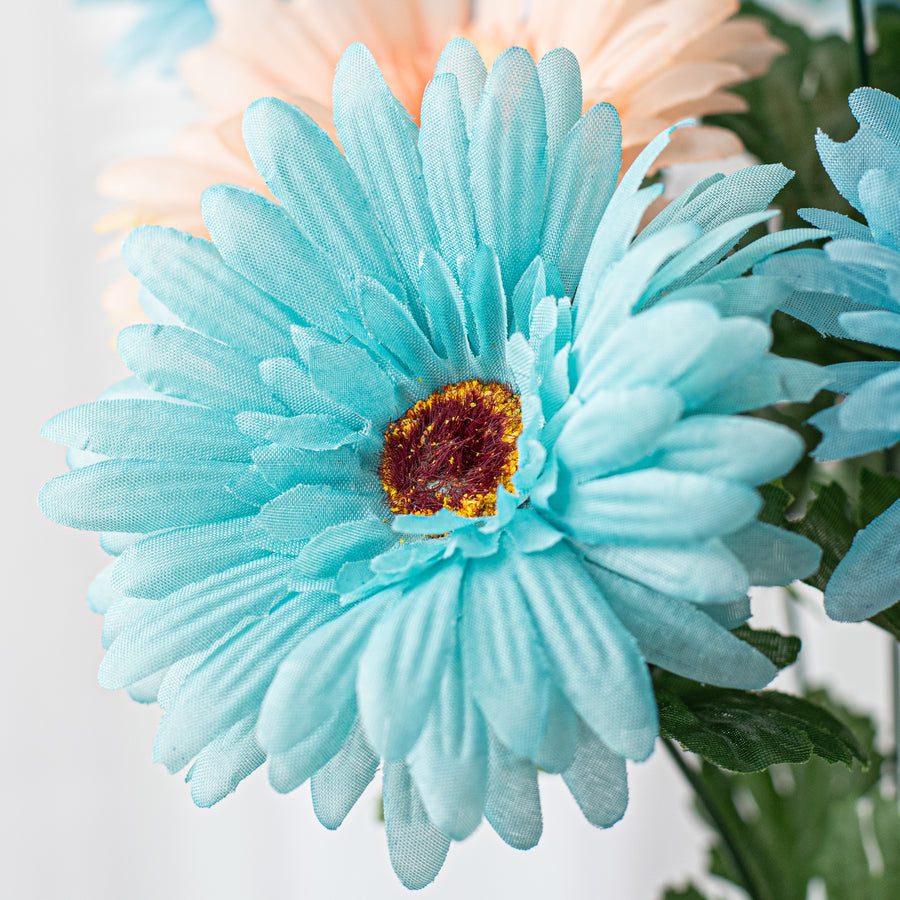 18" Gerbera Daisy Bush: Aqua & Coral detail photo 4