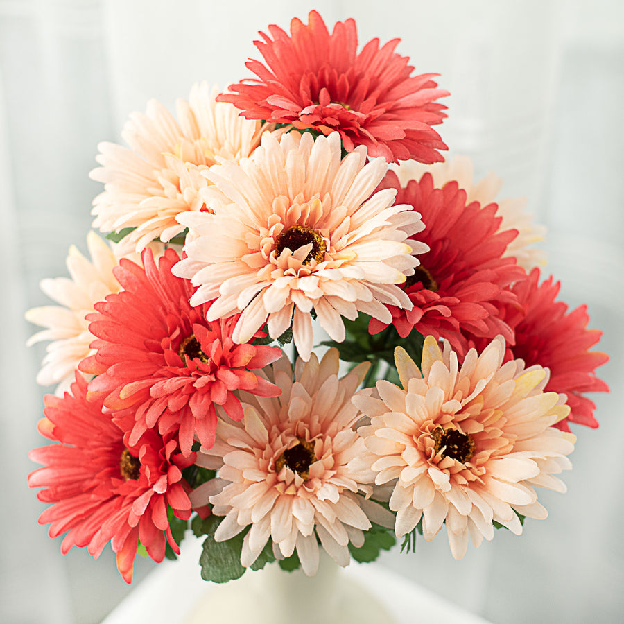 18" Gerbera Daisy Bush: Coral (12 Stem) Item Number: 30550CO