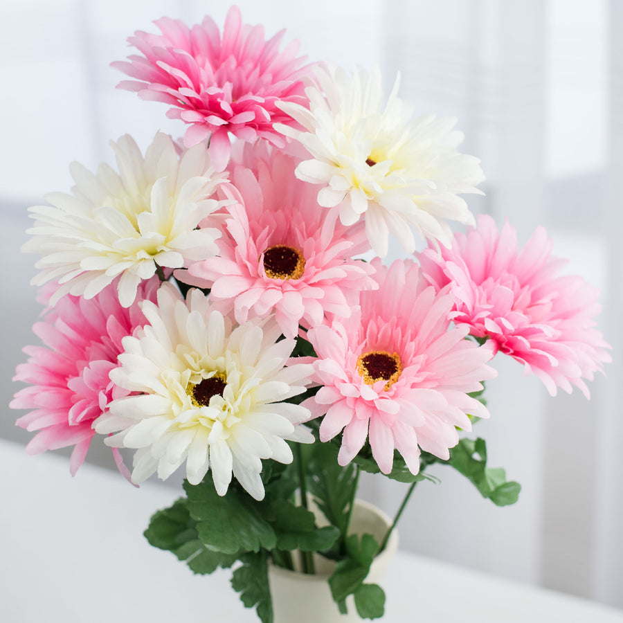 18" Gerbera Daisy Bush: Pink & Cream (12 Stem) Item Number: 30550PKCM