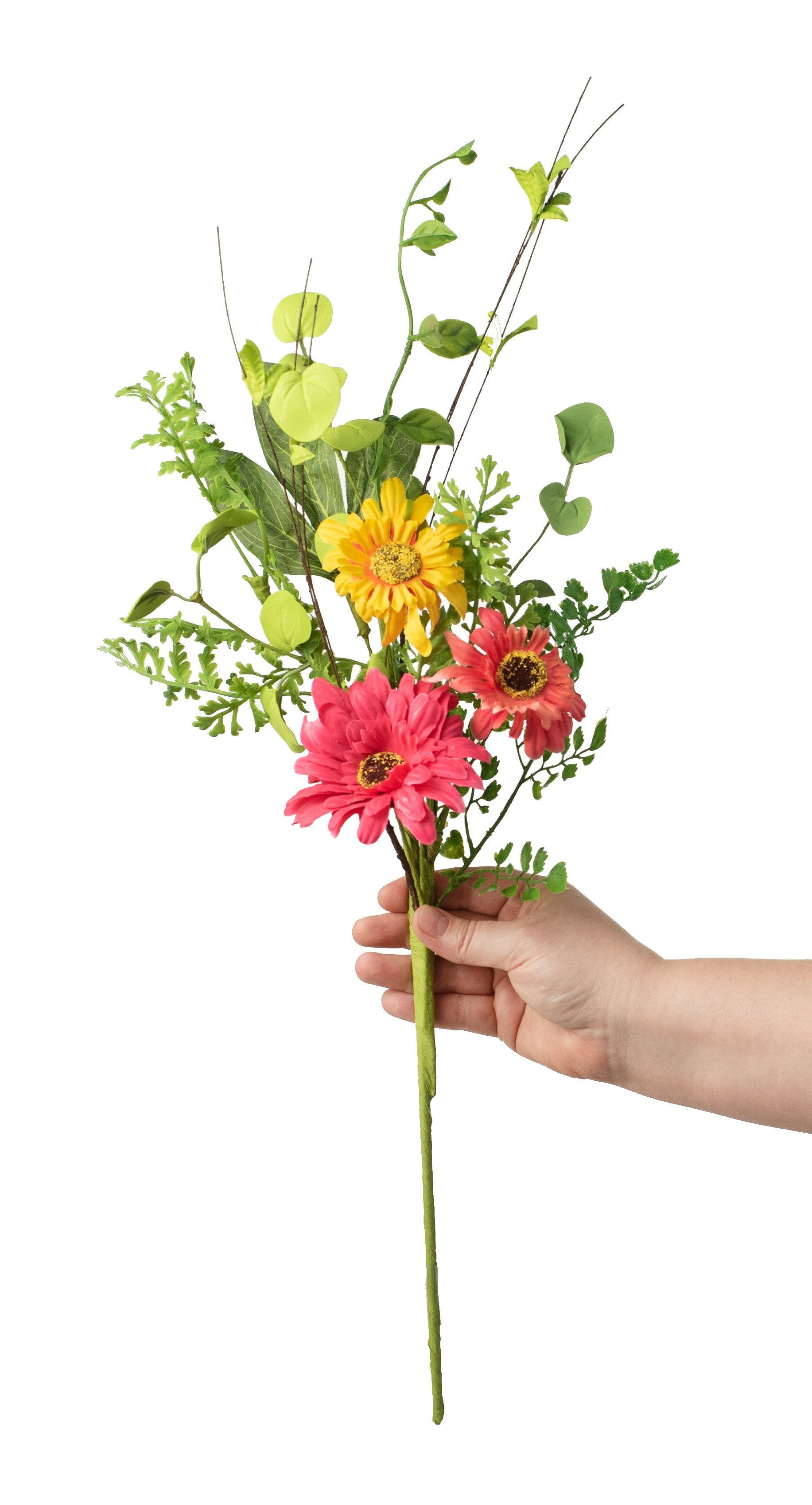 21" Gerbera Daisy Maidenhair Fern Spray detail photo 3