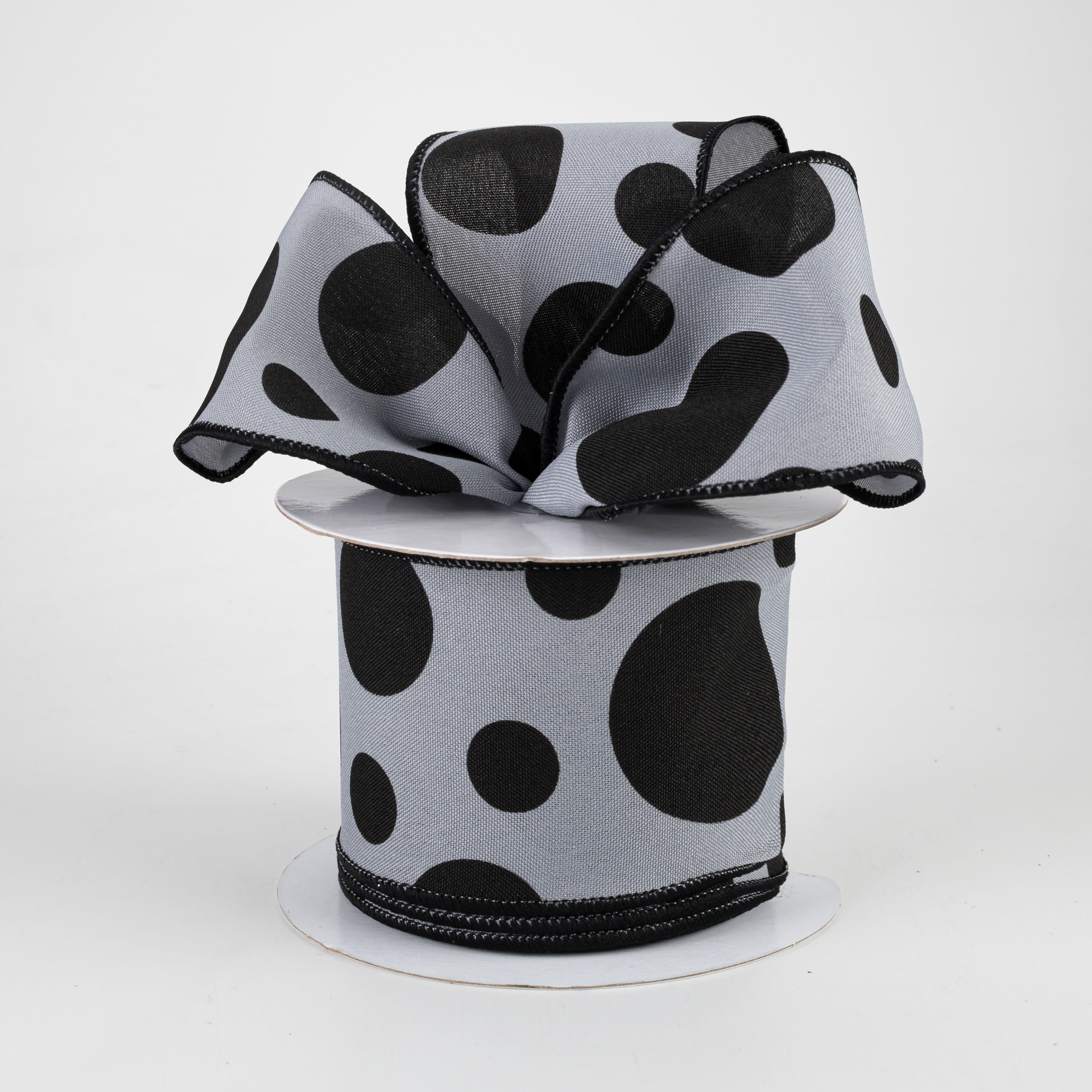 2.5" Giant Three Size Polka Dot Ribbon: Dark Grey & Black (10 Yards) Lifestyle Photo