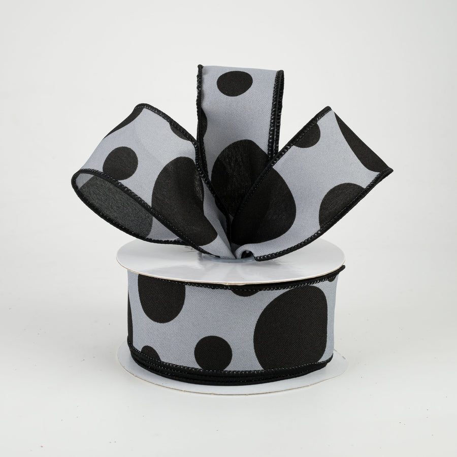 1.5" Giant Three Size Polka Dot Ribbon: Dark Grey & Black (10 Yards) Lifestyle Photo