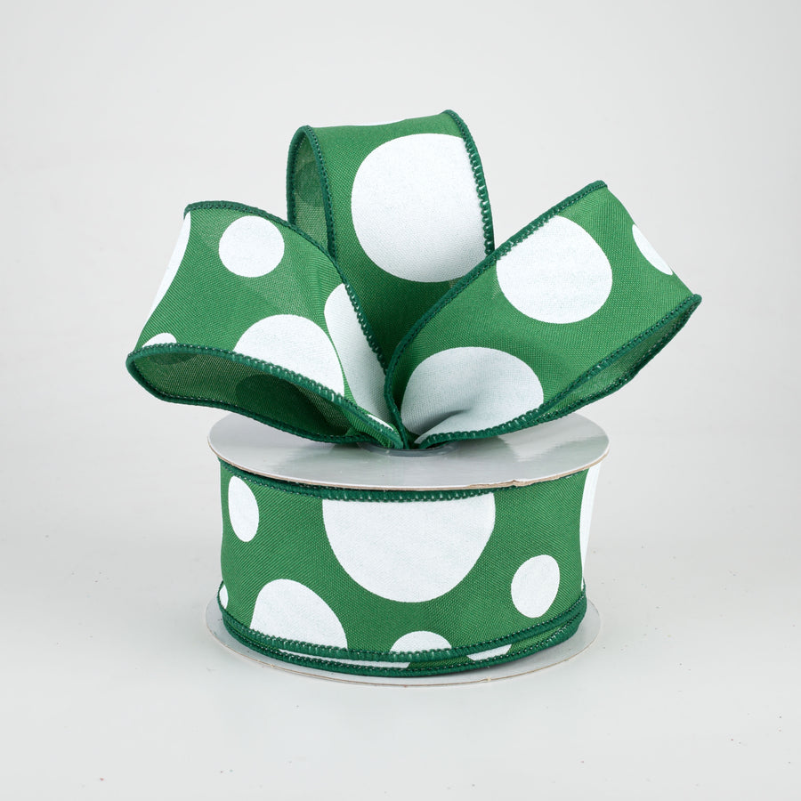 1.5" Giant Three Size Polka Dot Ribbon: Emerald Green & White (10 Yards) Lifestyle Photo