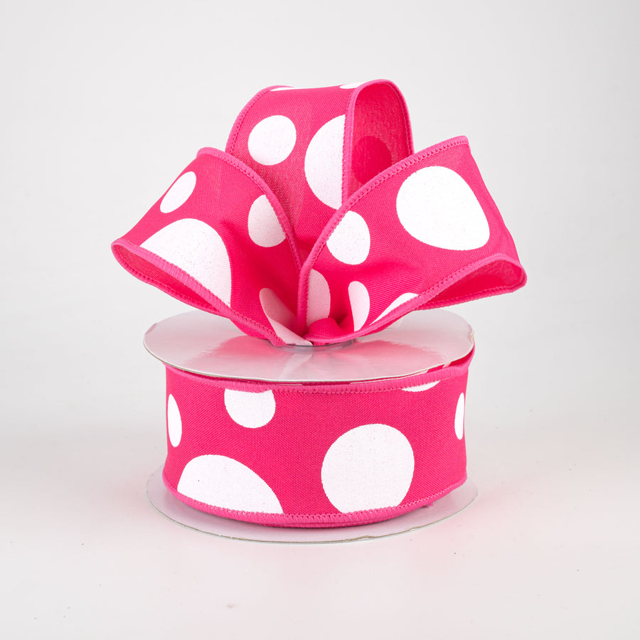1.5" Giant Three Size Polka Dot Ribbon: Hot Pink & White (10 Yards) Lifestyle Photo