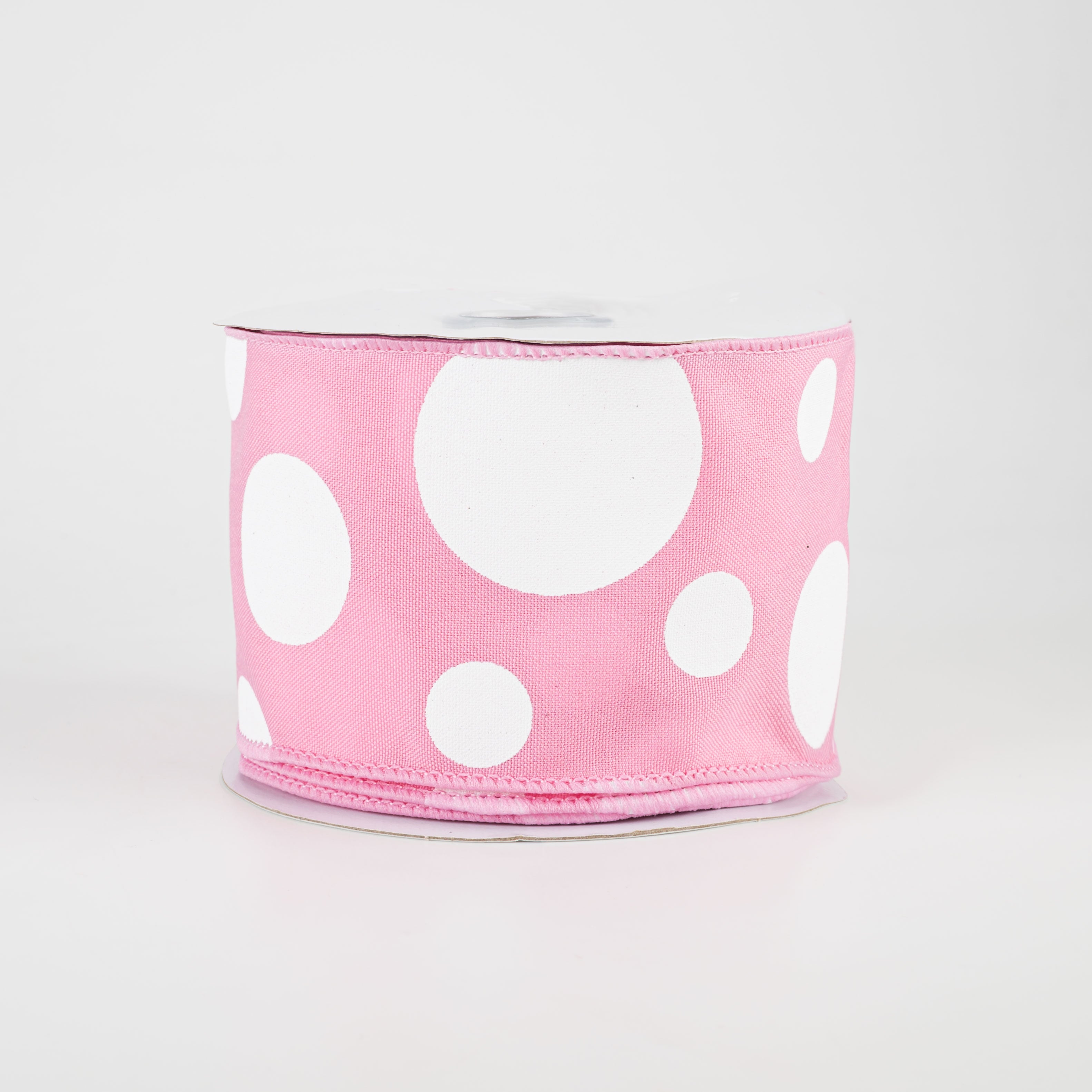 2.5" Giant Three Size Polka Dot Ribbon: Pink & White (10 Yards)