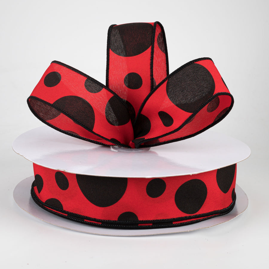 1.5" Giant Three Size Polka Dot Ribbon: Red & Black (50 Yards) Lifestyle Photo