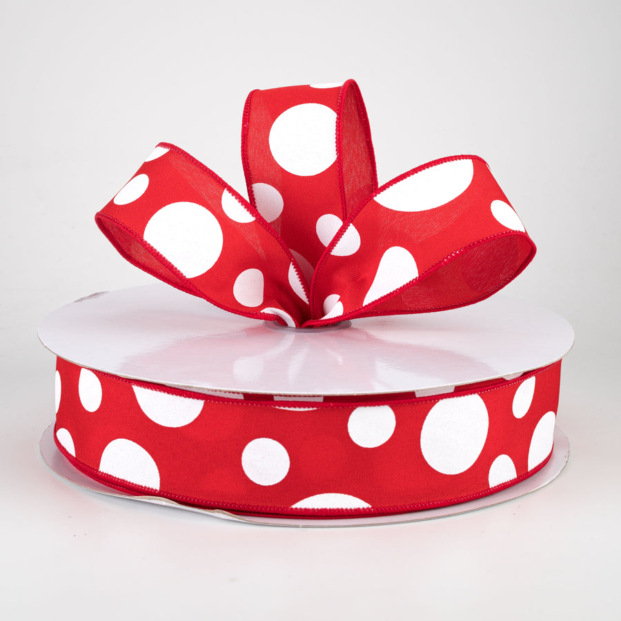 1.5" Giant Three Size Polka Dot Ribbon: Red & White (50 Yards) Lifestyle Photo