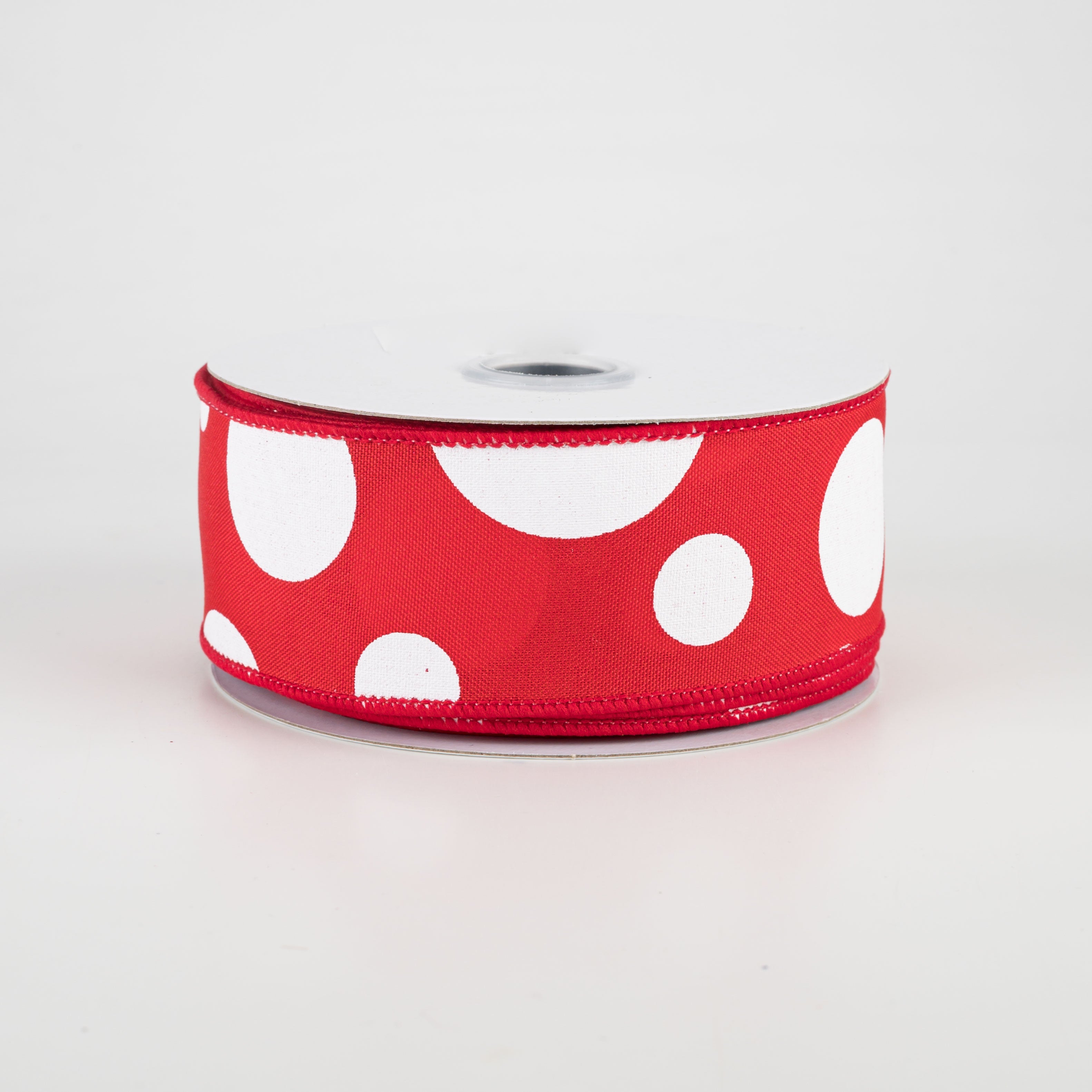 1.5" Giant Three Size Polka Dot Ribbon: Red & White (10 Yards)