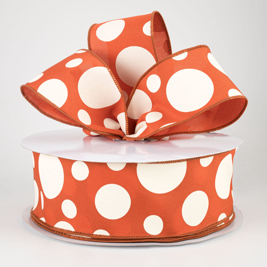 2.5" Giant Three Size Polka Dot Ribbon: Rust & Ivory (50 Yards) Lifestyle Photo