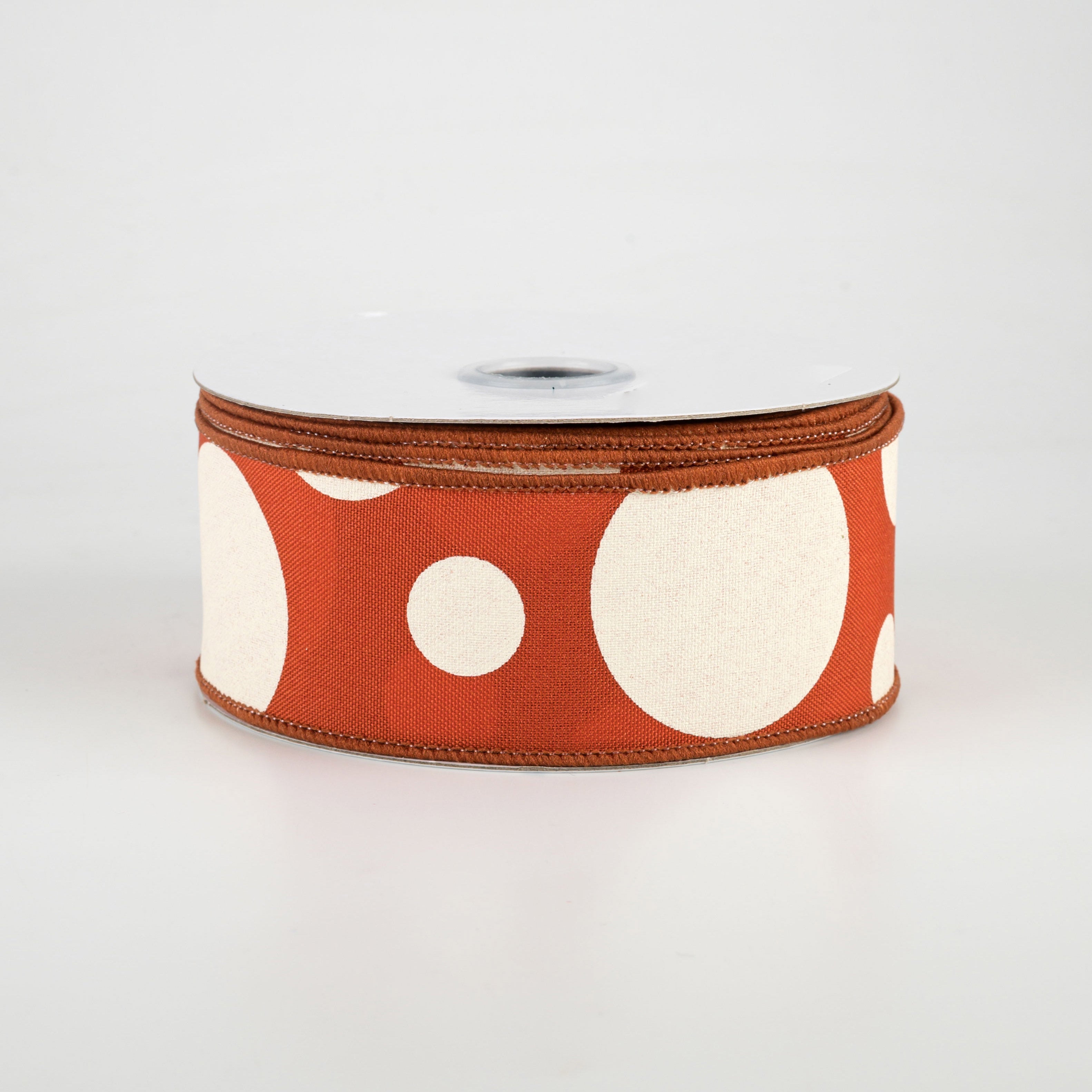 1.5" Giant Three Size Polka Dot Ribbon: Rust & Ivory (10 Yards)