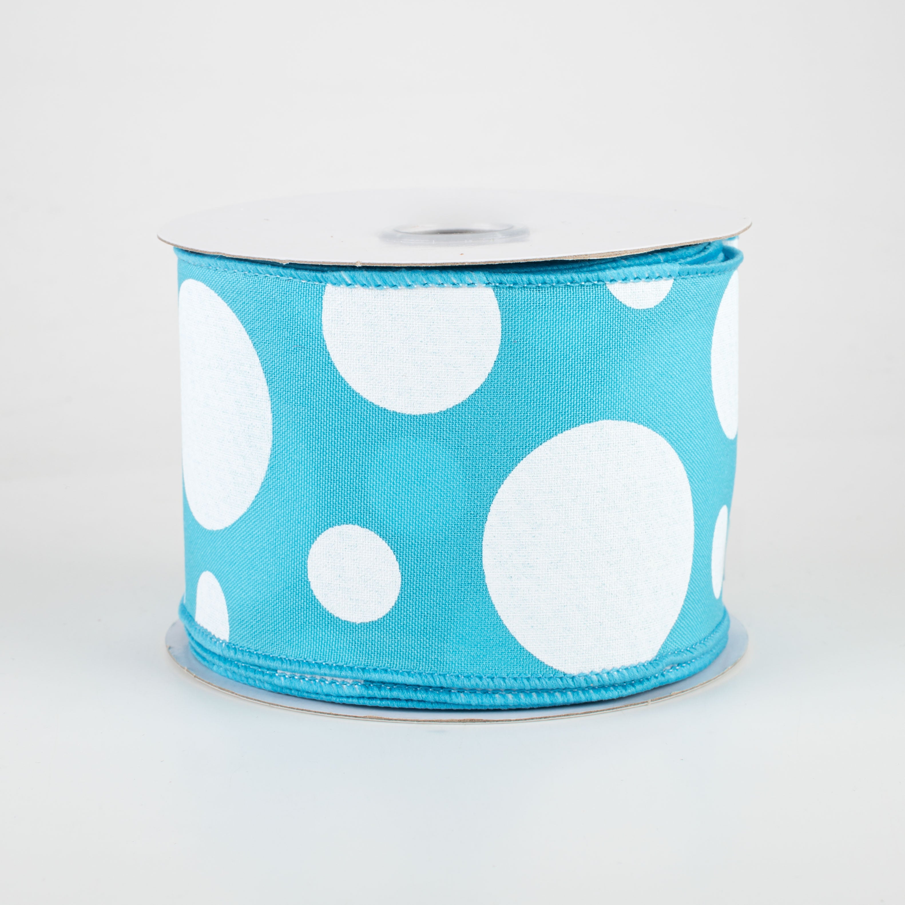 2.5" Giant Three Size Polka Dot Ribbon: Turquoise & White (10 Yards)