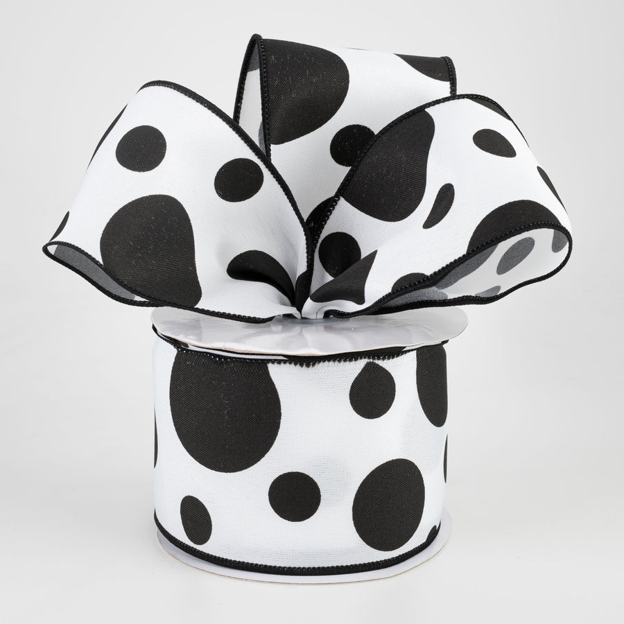 2.5" Giant Three Size Polka Dot Ribbon: White & Black (10 Yards) Lifestyle Photo