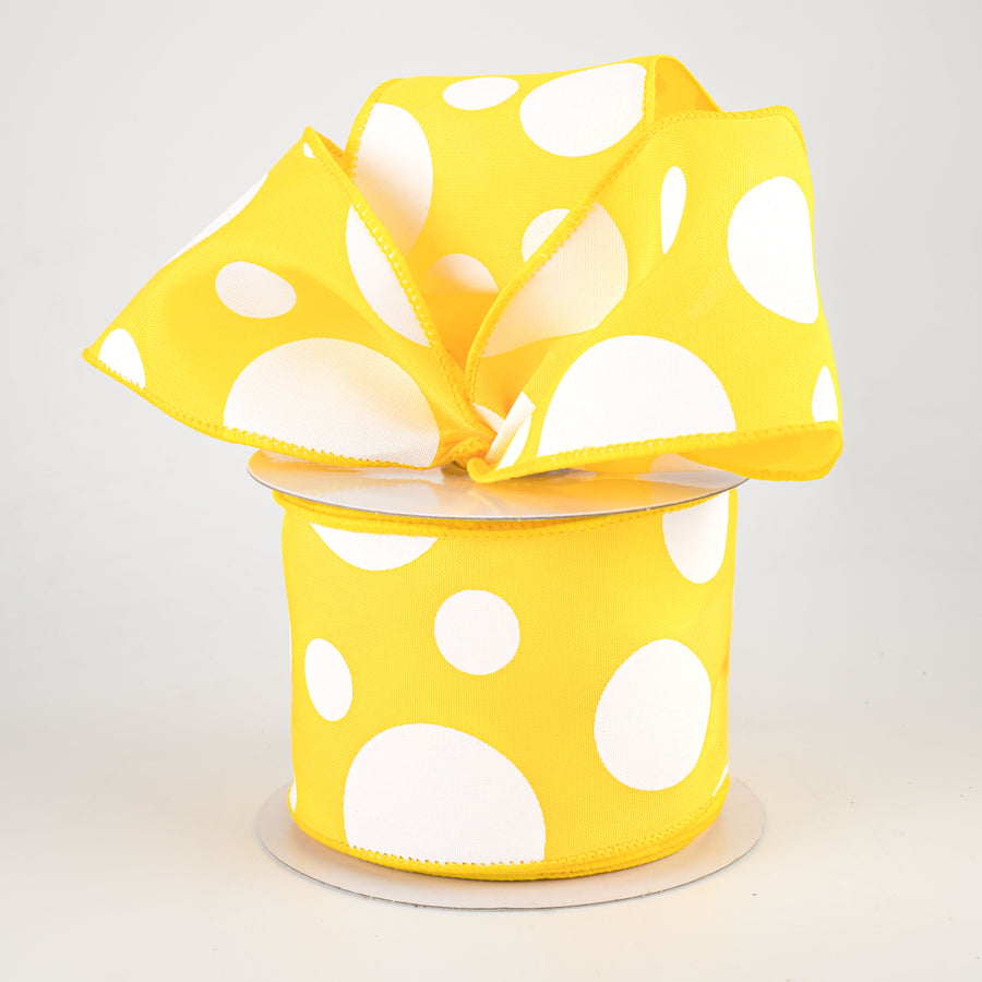 2.5" Giant Three Size Polka Dot Ribbon: Yellow & White (10 Yards) Lifestyle Photo