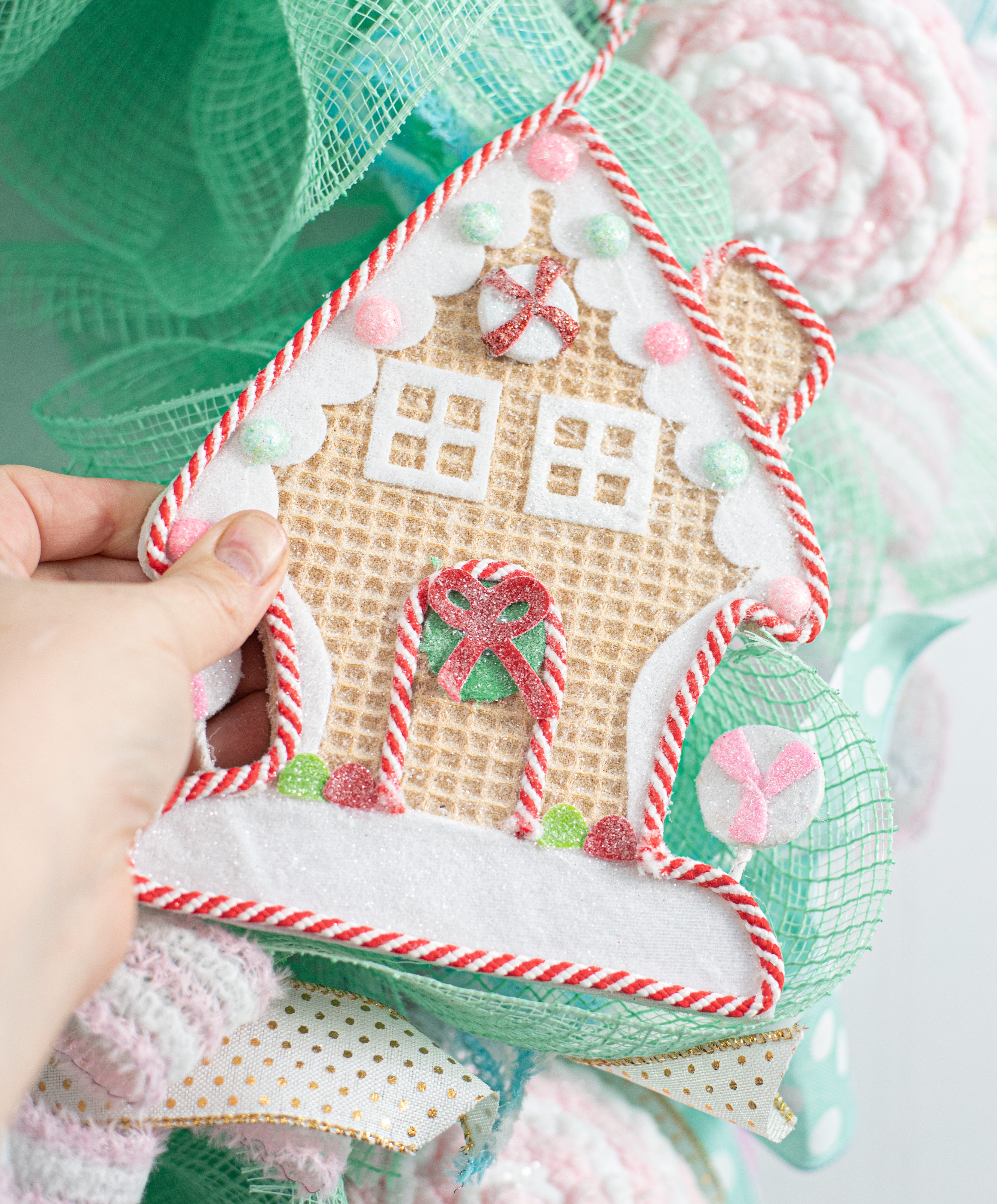 7.5" Gingerbread Candy House Ornament Lifestyle Photo
