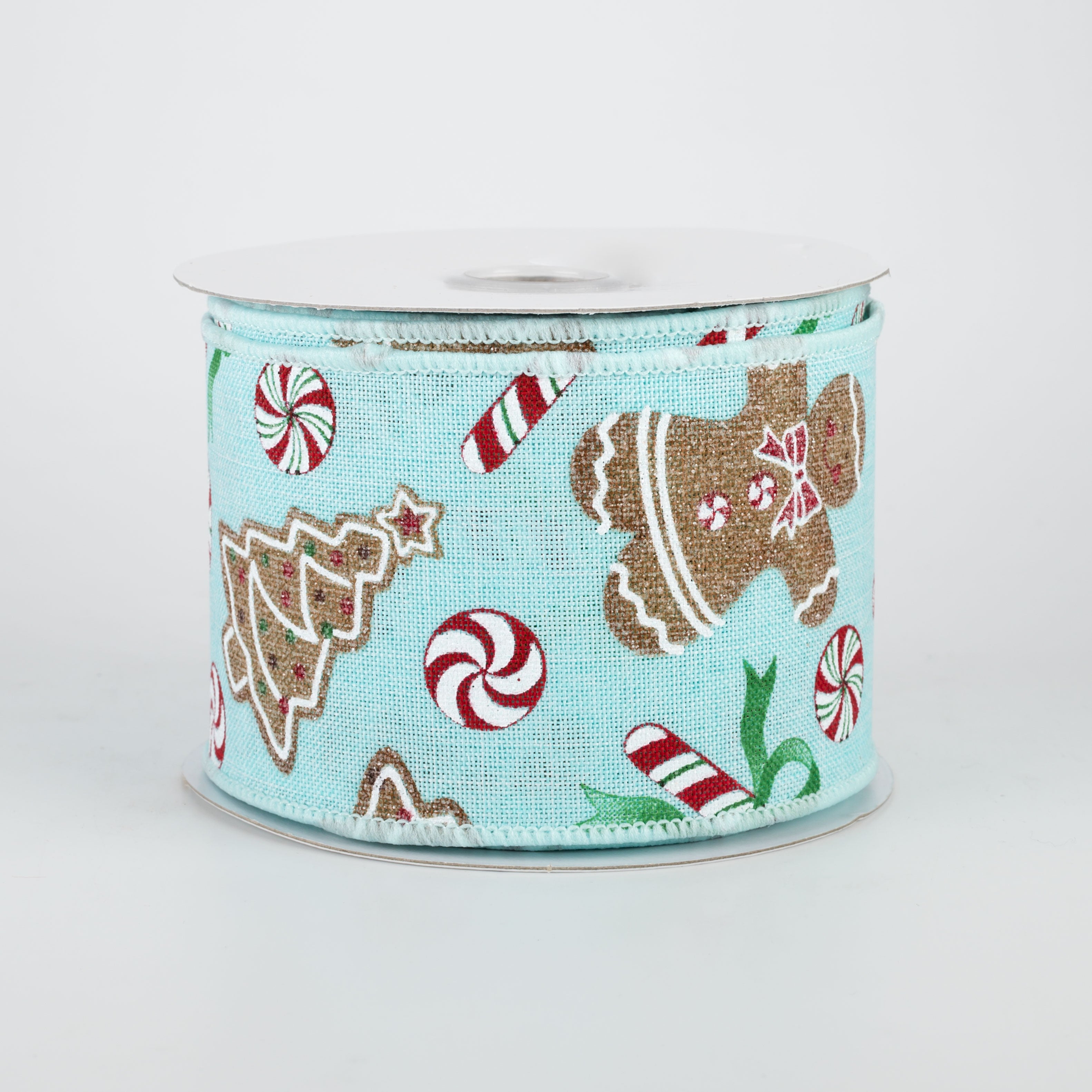 2.5" Gingerbread With Candy Ribbon: Ice Blue (10 Yards)