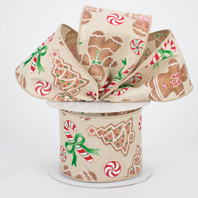 2.5" Gingerbread With Candy Ribbon: Natural (10 Yards) Lifestyle Photo