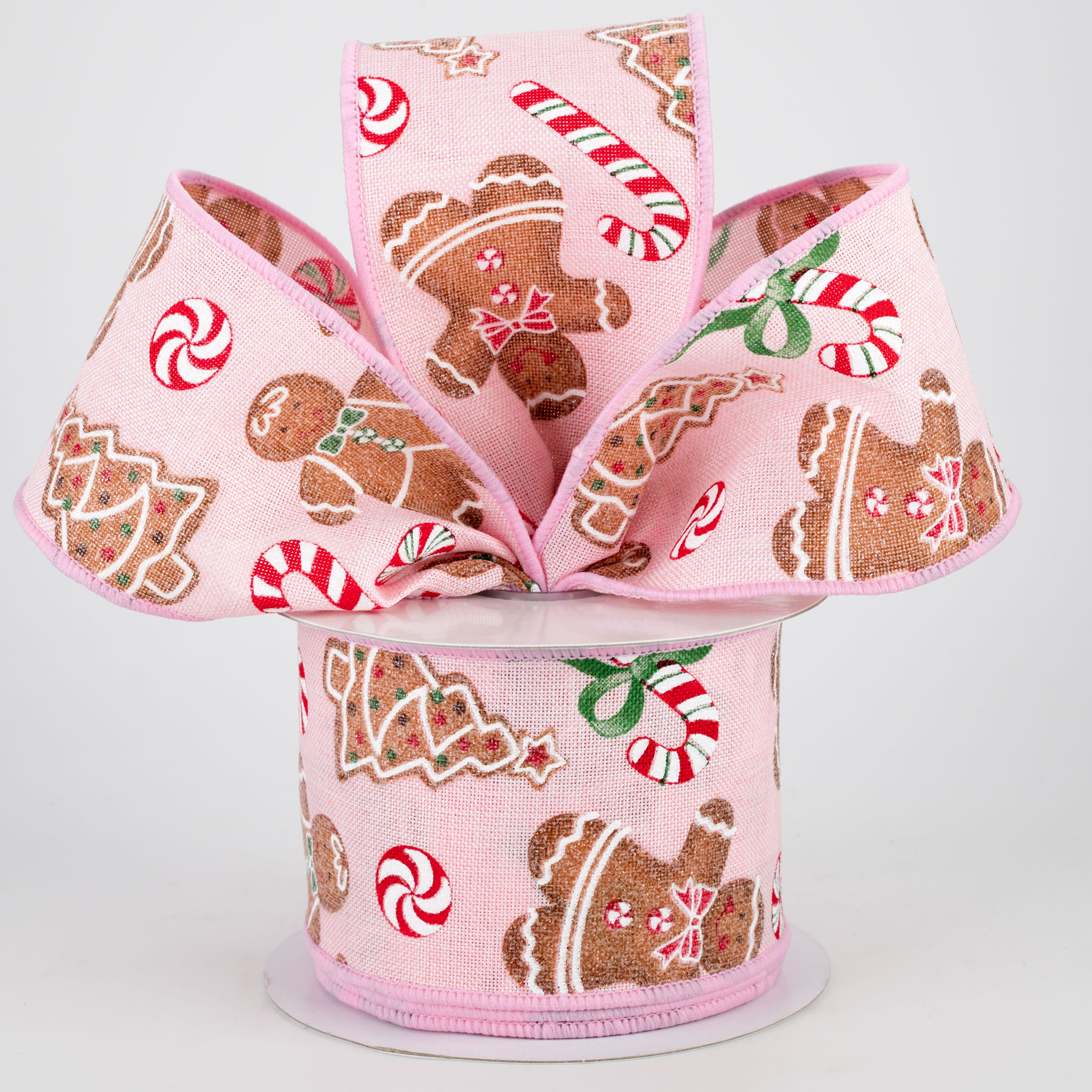 2.5" Gingerbread With Candy Ribbon: Pale Pink (10 Yards) Lifestyle Photo