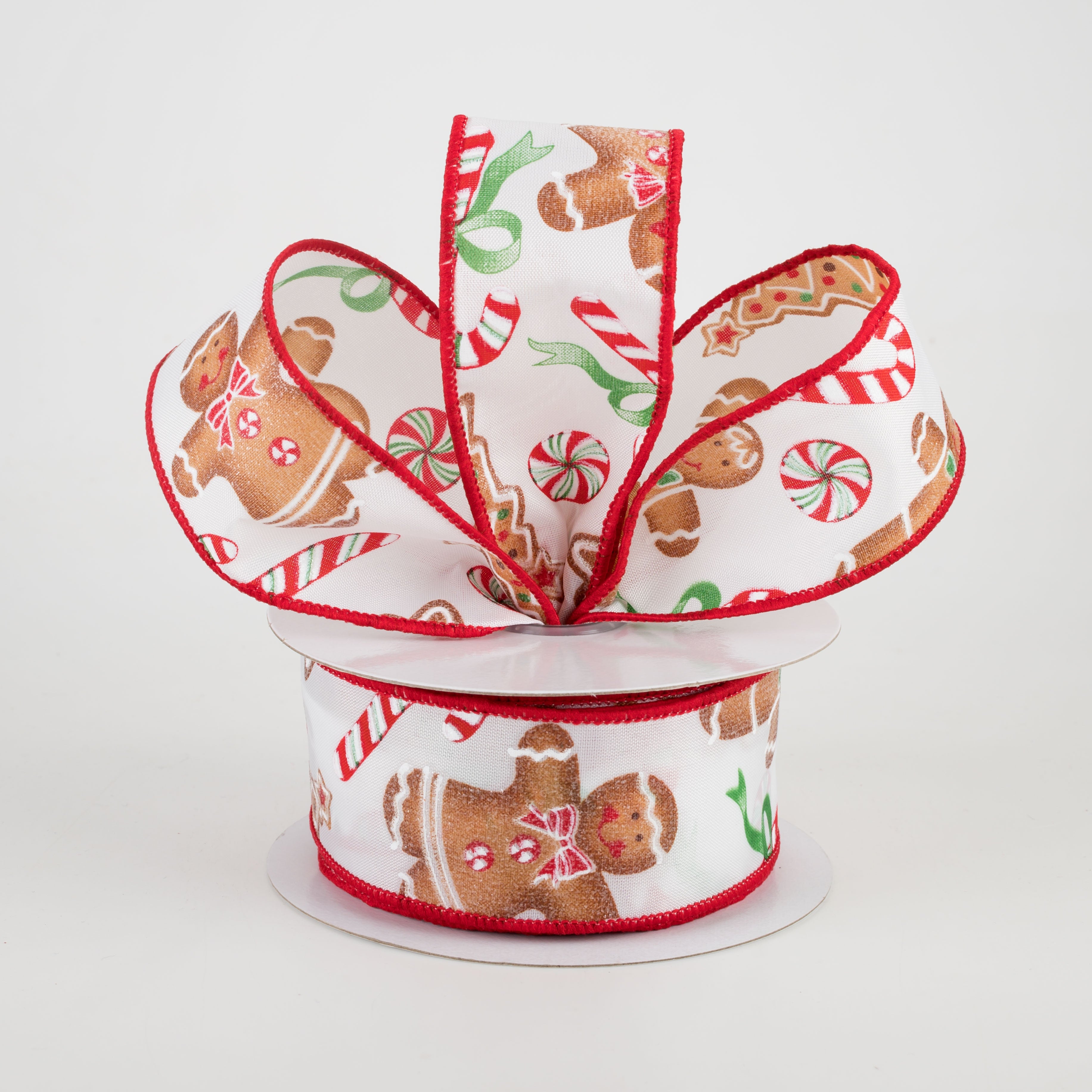1.5" Gingerbread With Candy Ribbon: White (10 Yards) Lifestyle Photo