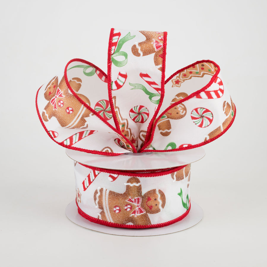 1.5" Gingerbread With Candy Ribbon: White (10 Yards) Lifestyle Photo