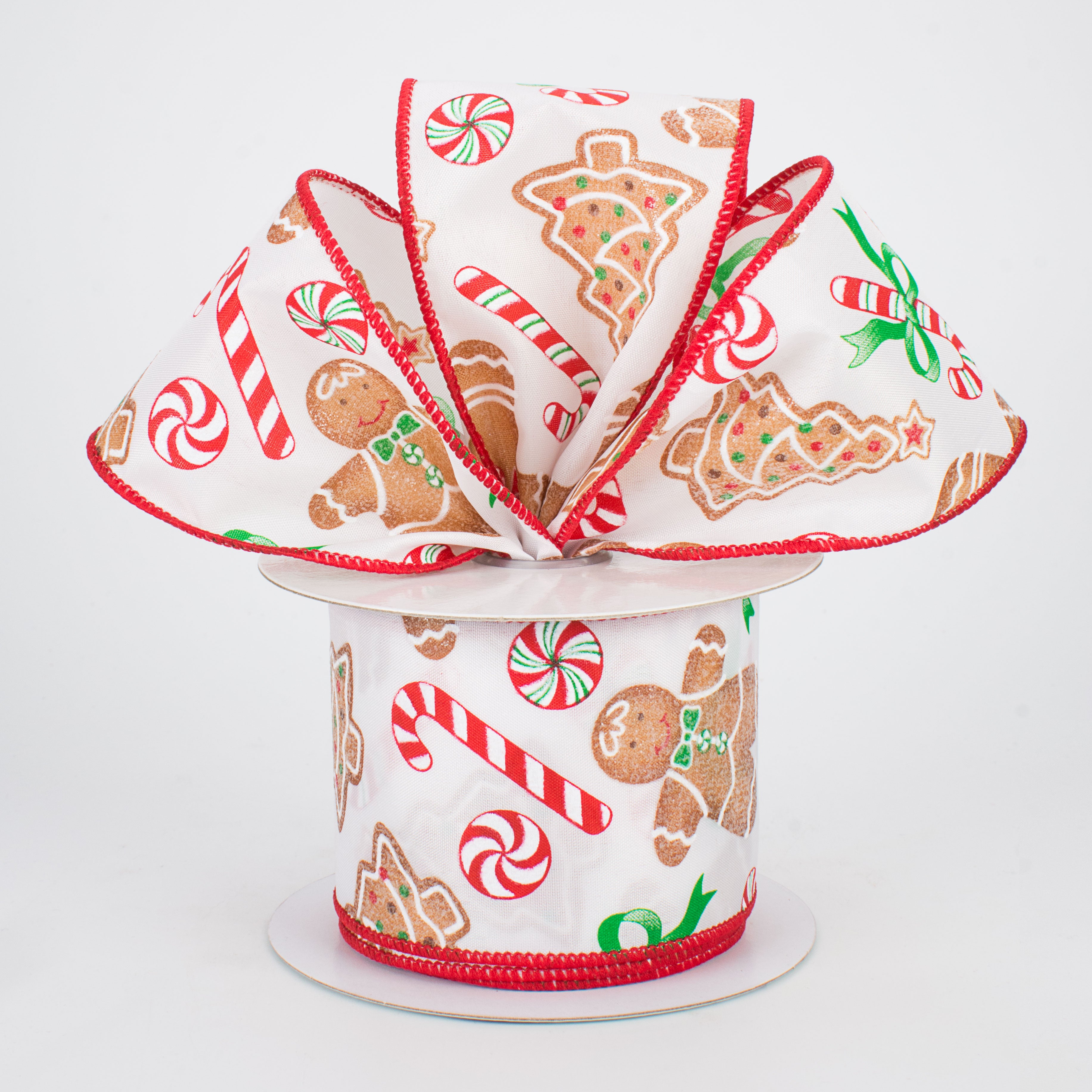 2.5" Gingerbread With Candy Ribbon: White (10 Yards) Lifestyle Photo