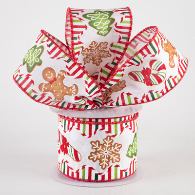 2.5" Gingerbread Christmas Cookies Stripes Ribbon: Red & Green (10 Yards) Lifestyle Photo