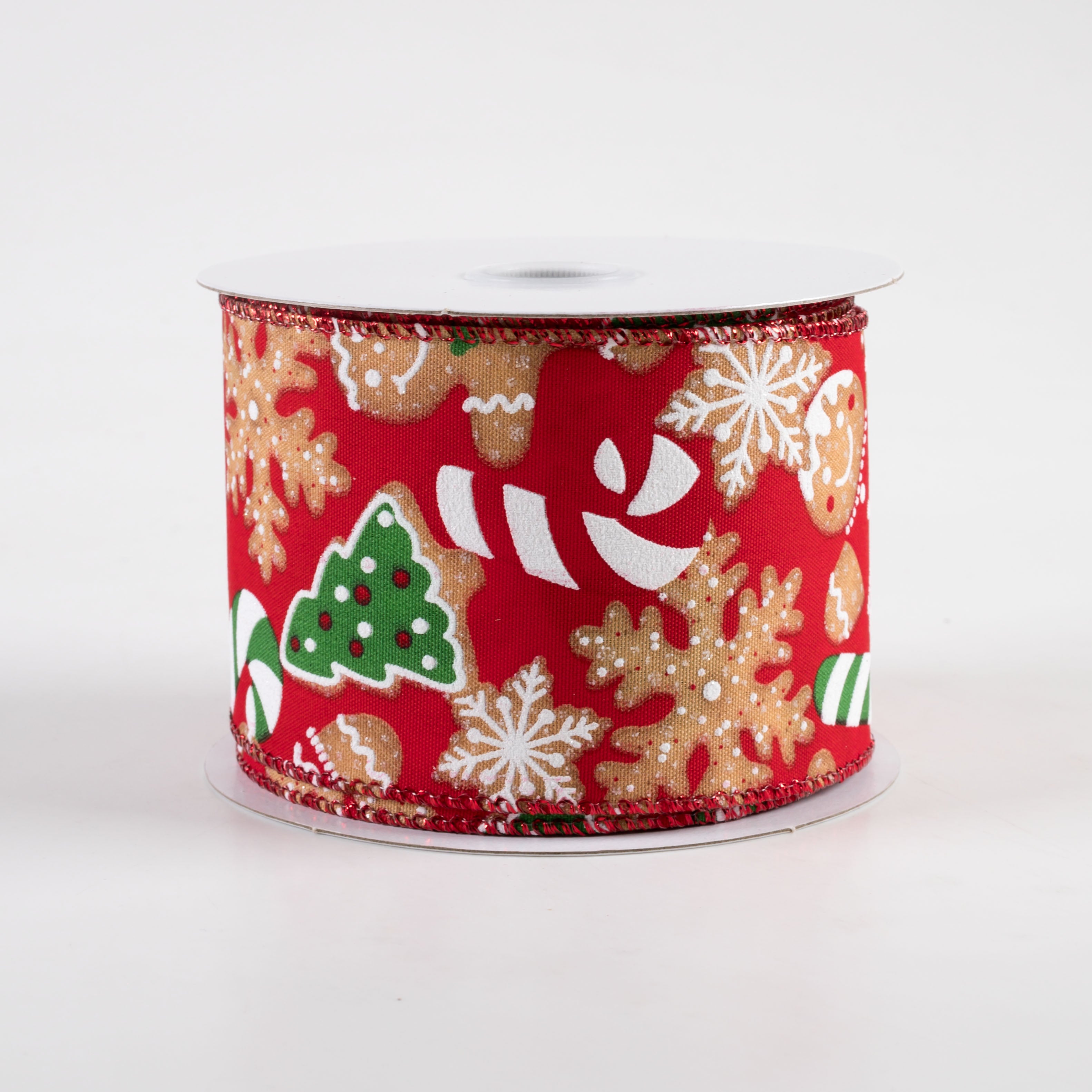 2.5" Gingerbread Cookies Candy Cane Ribbon: Red (10 Yards) Item Number: 71396-40-12