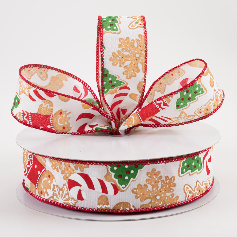 1.5" Gingerbread Cookies Candy Cane Ribbon: White (50 Yards) Lifestyle Photo