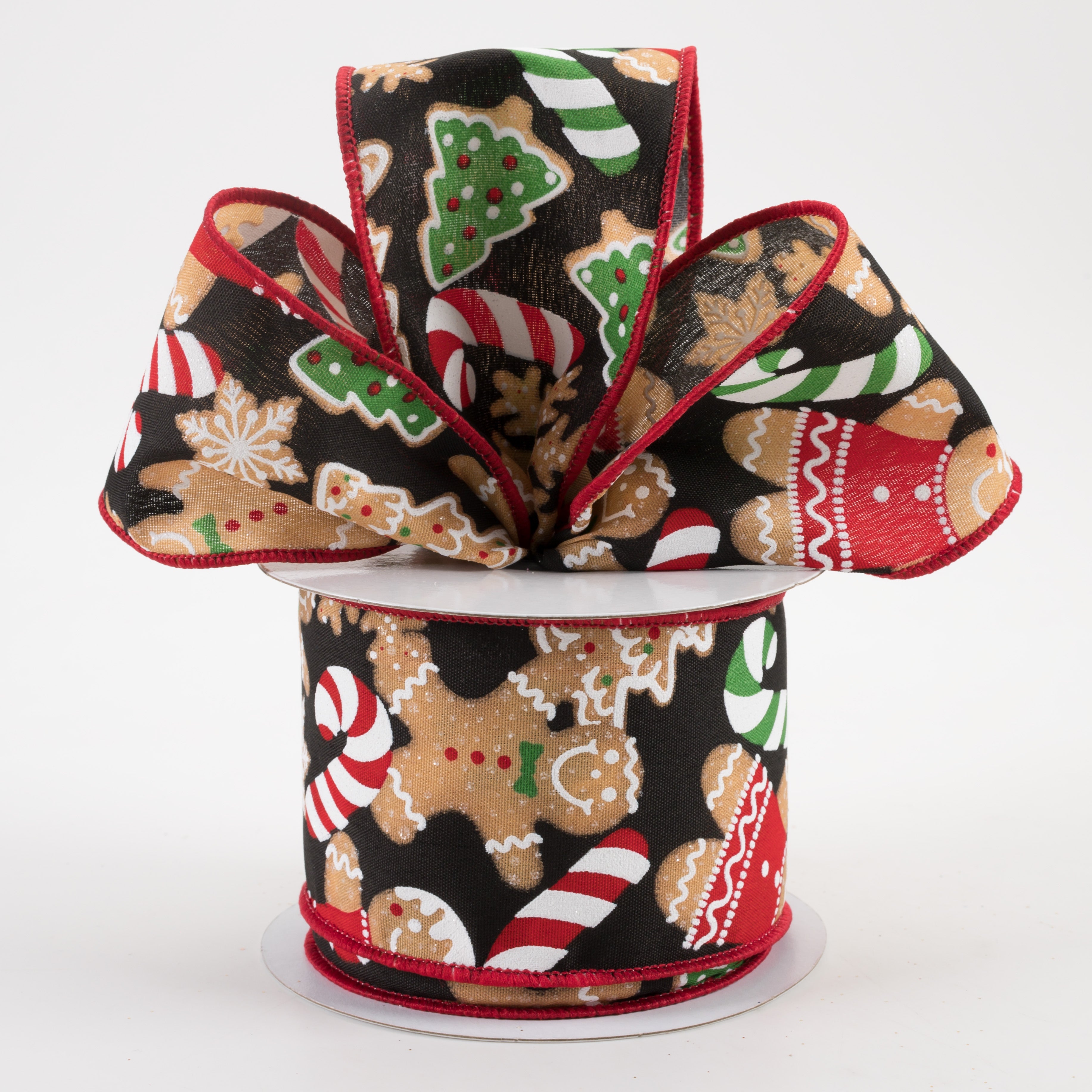 2.5" Gingerbread Cookies Ribbon: Black (10 Yards) Lifestyle Photo