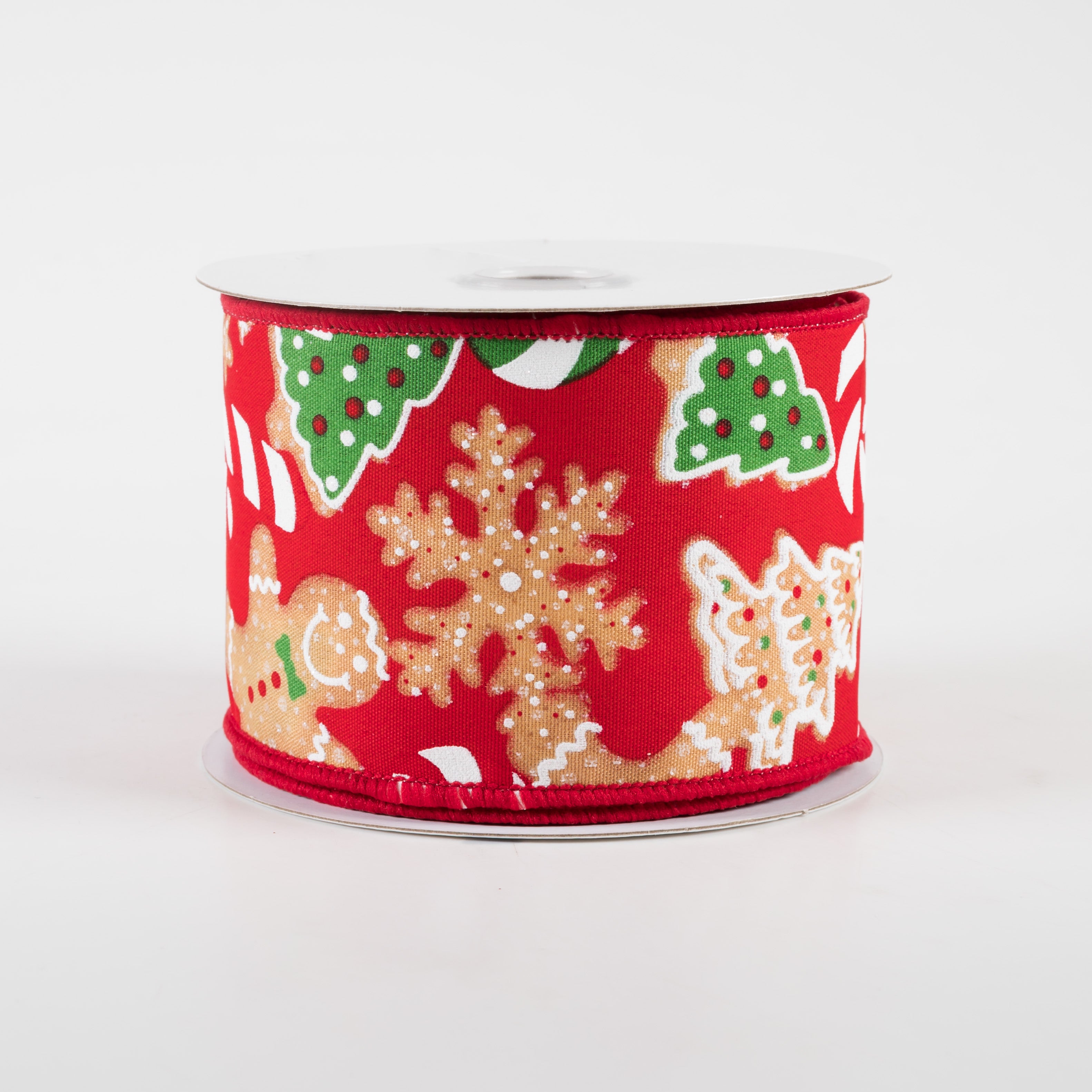 2.5" Gingerbread Cookies Ribbon: Red, Brown, Emerald (10 Yards)