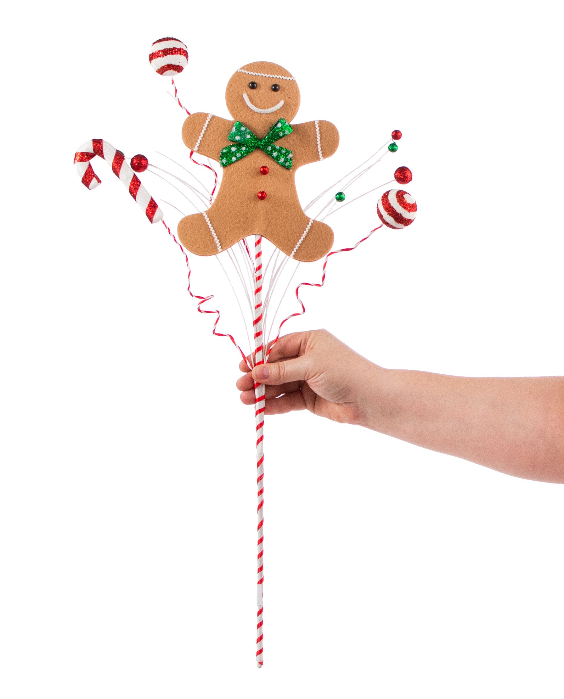 25" Gingerbread Man Candy Spray: Emerald & Red detail photo 3