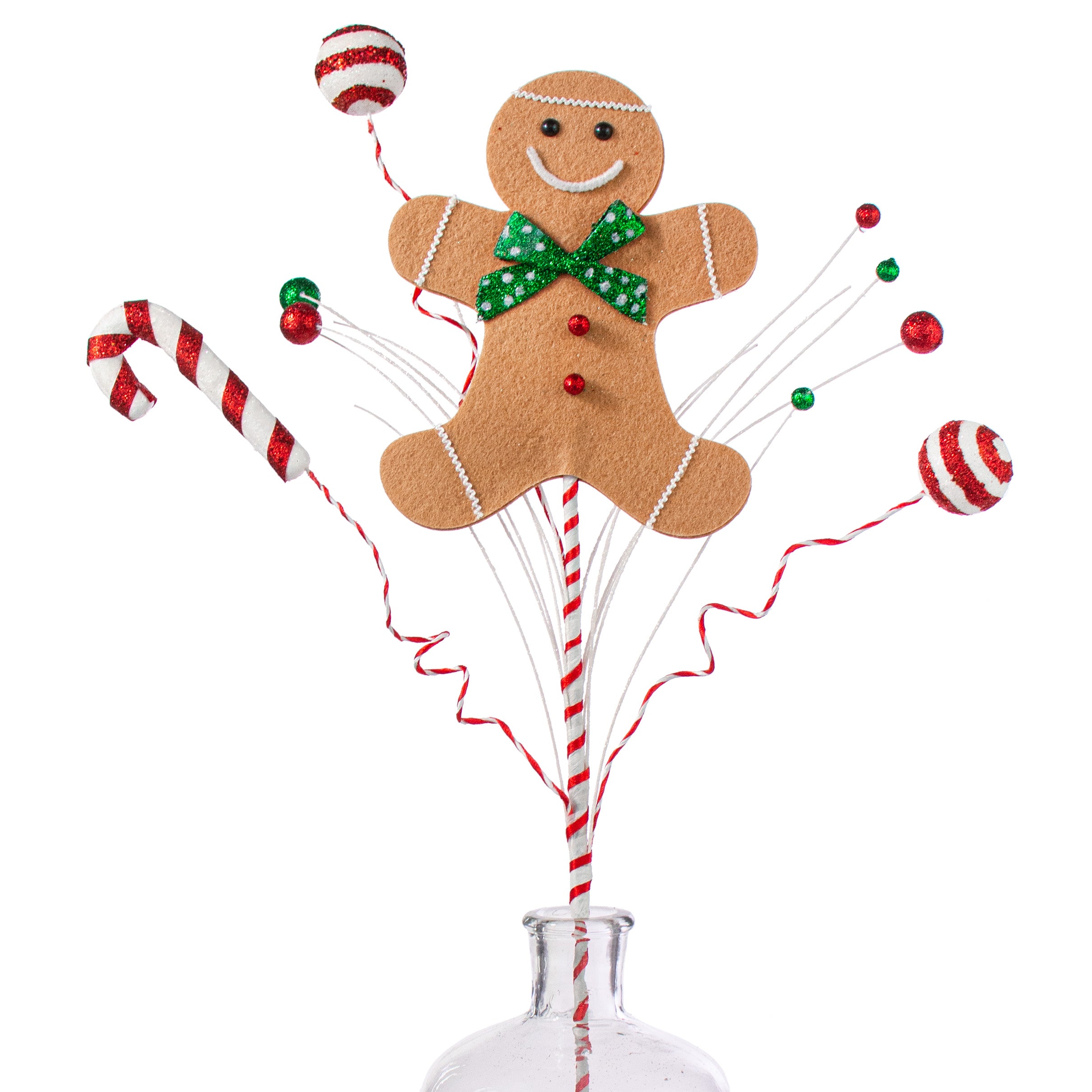 25" Gingerbread Man Candy Spray: Emerald & Red Item Number: XP3825