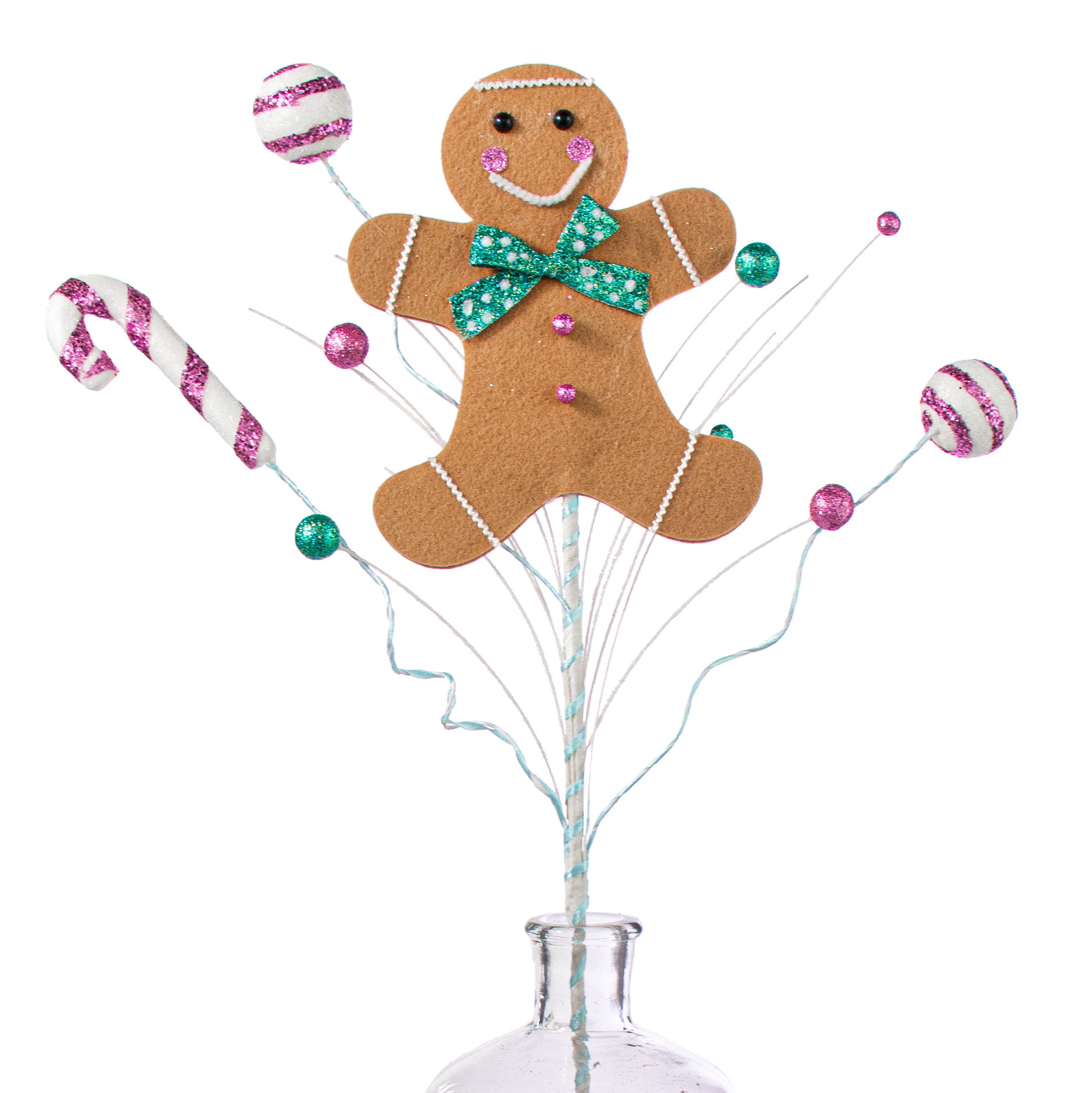 25" Gingerbread Man Candy Spray: Mint & Pink Item Number: XP3826