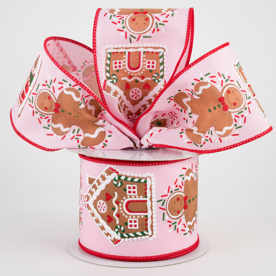 2.5" Gingerbread Man & House Ribbon: Light Pink (10 Yards) Lifestyle Photo