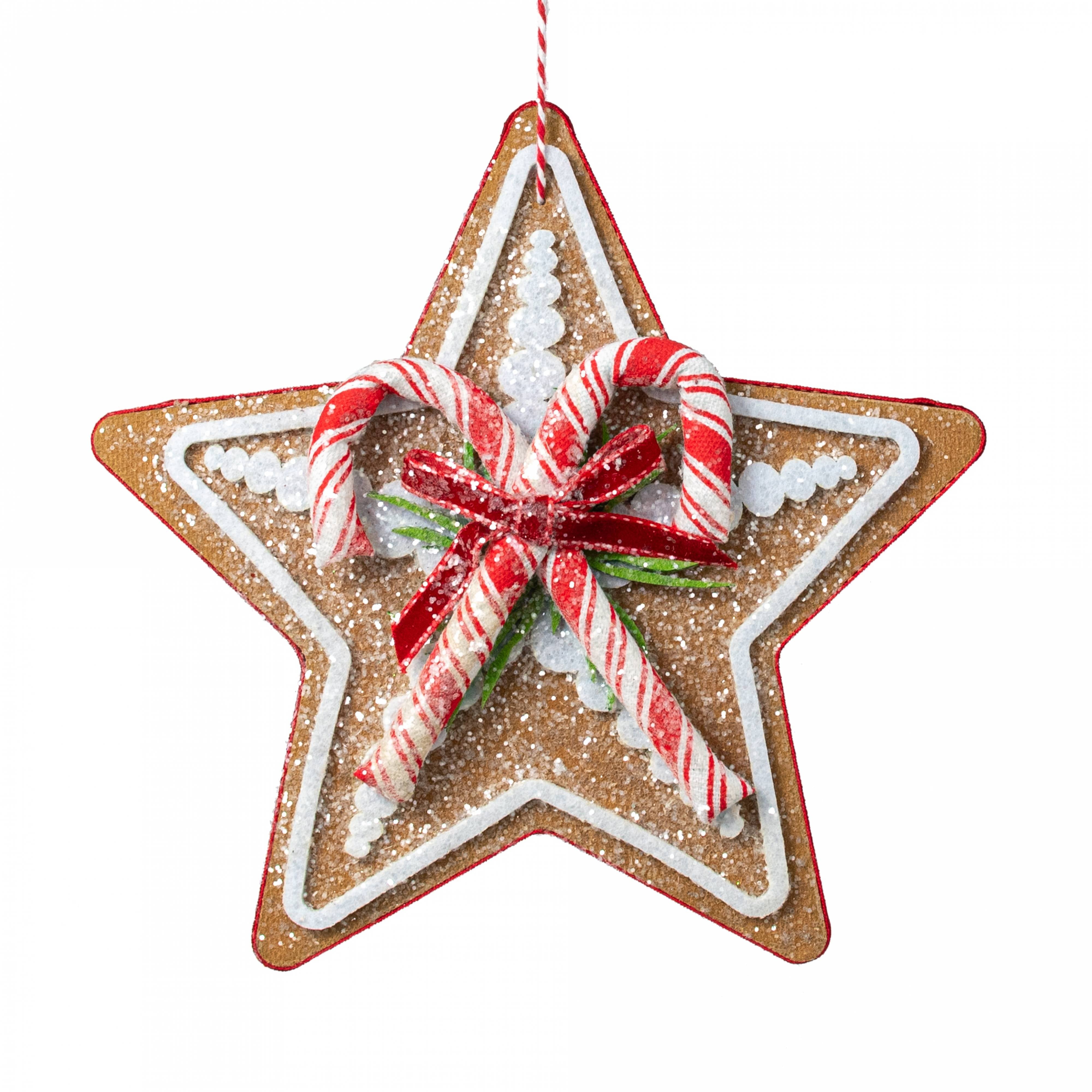 9" Gingerbread Peppermint Star Ornament Item Number: 86092RDWT
