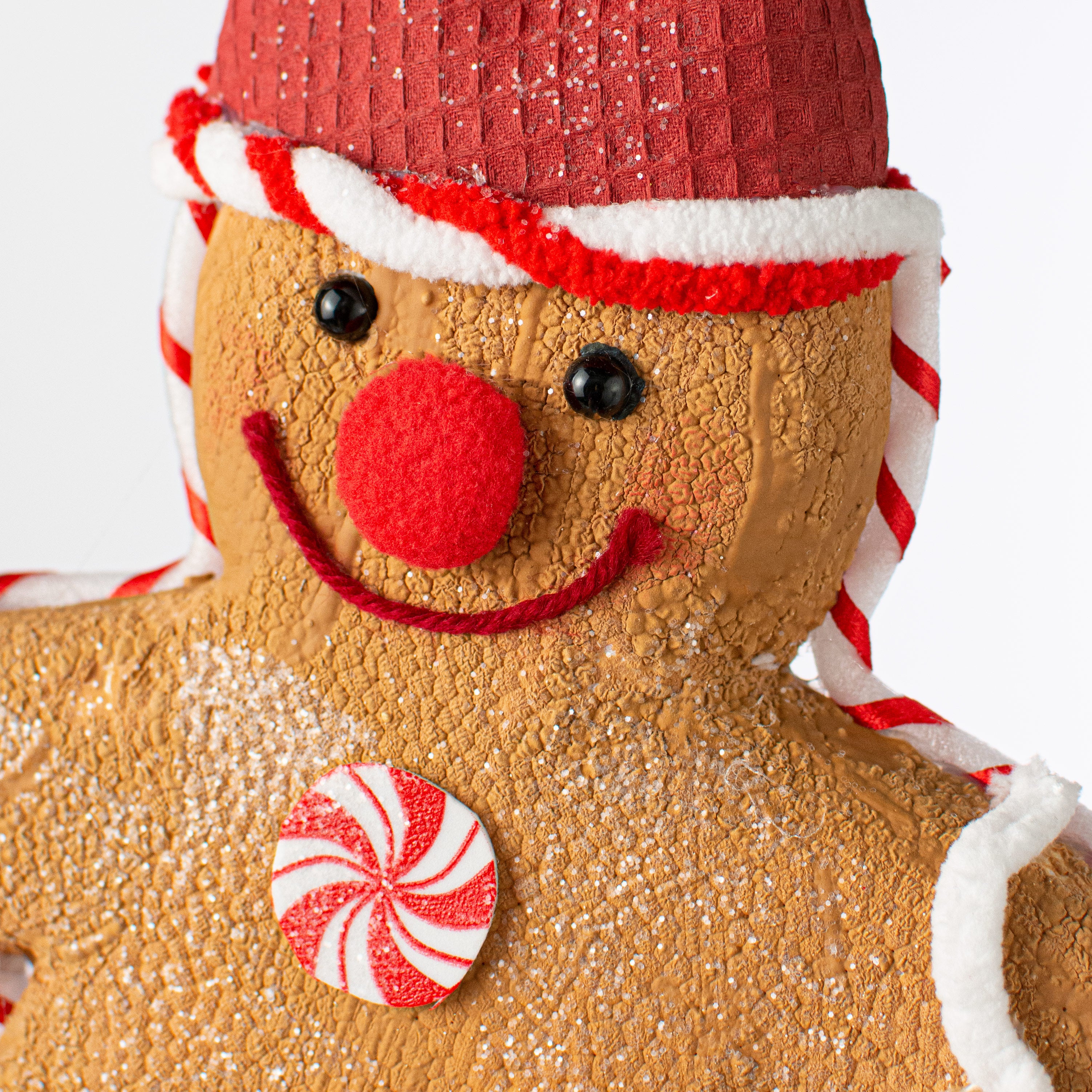 14" Gingerbread with Santa Hat Ornament detail photo 4