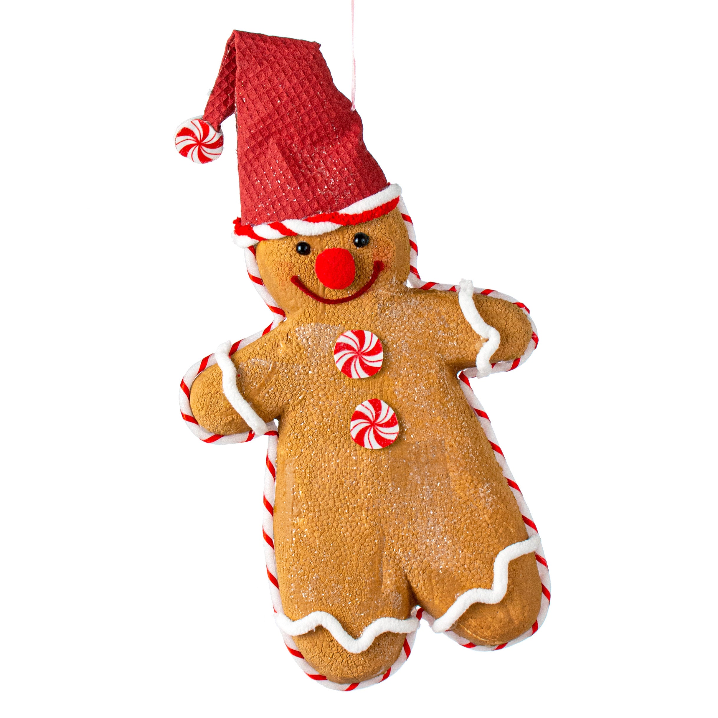 14" Gingerbread with Santa Hat Ornament Item Number: 85125BN