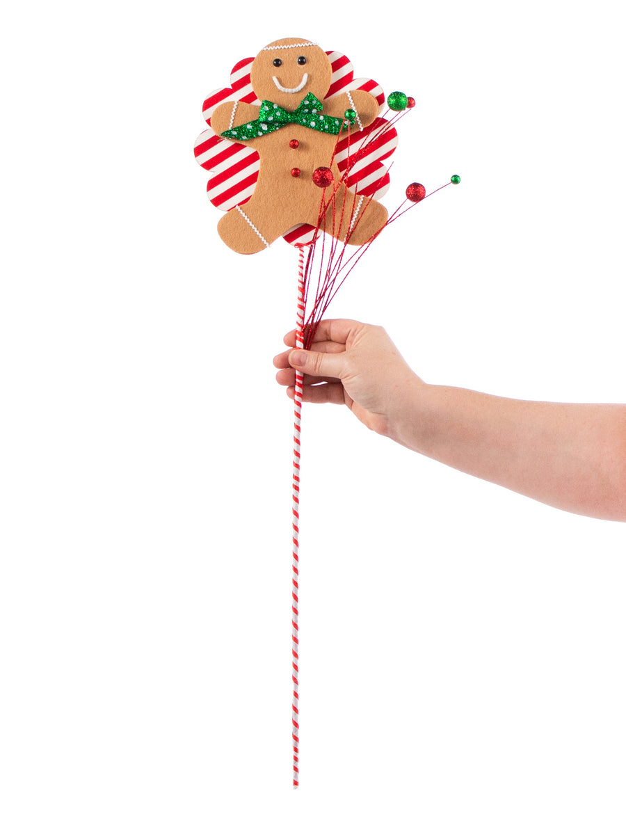 25" Gingerbread Scallop Cookie Spray: Emerald & Red detail photo 3