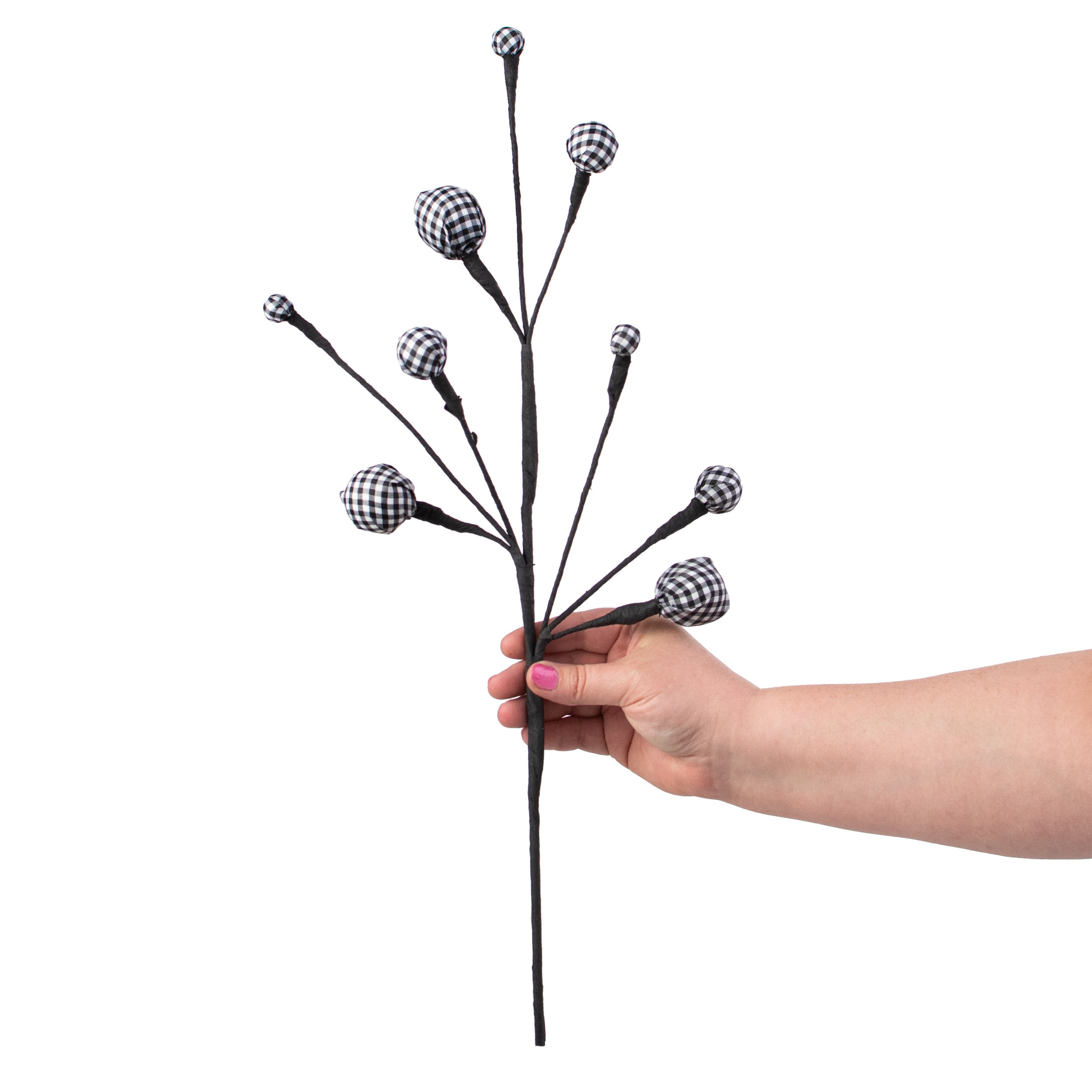 21" Gingham Ball Spray: Black & White detail photo 3