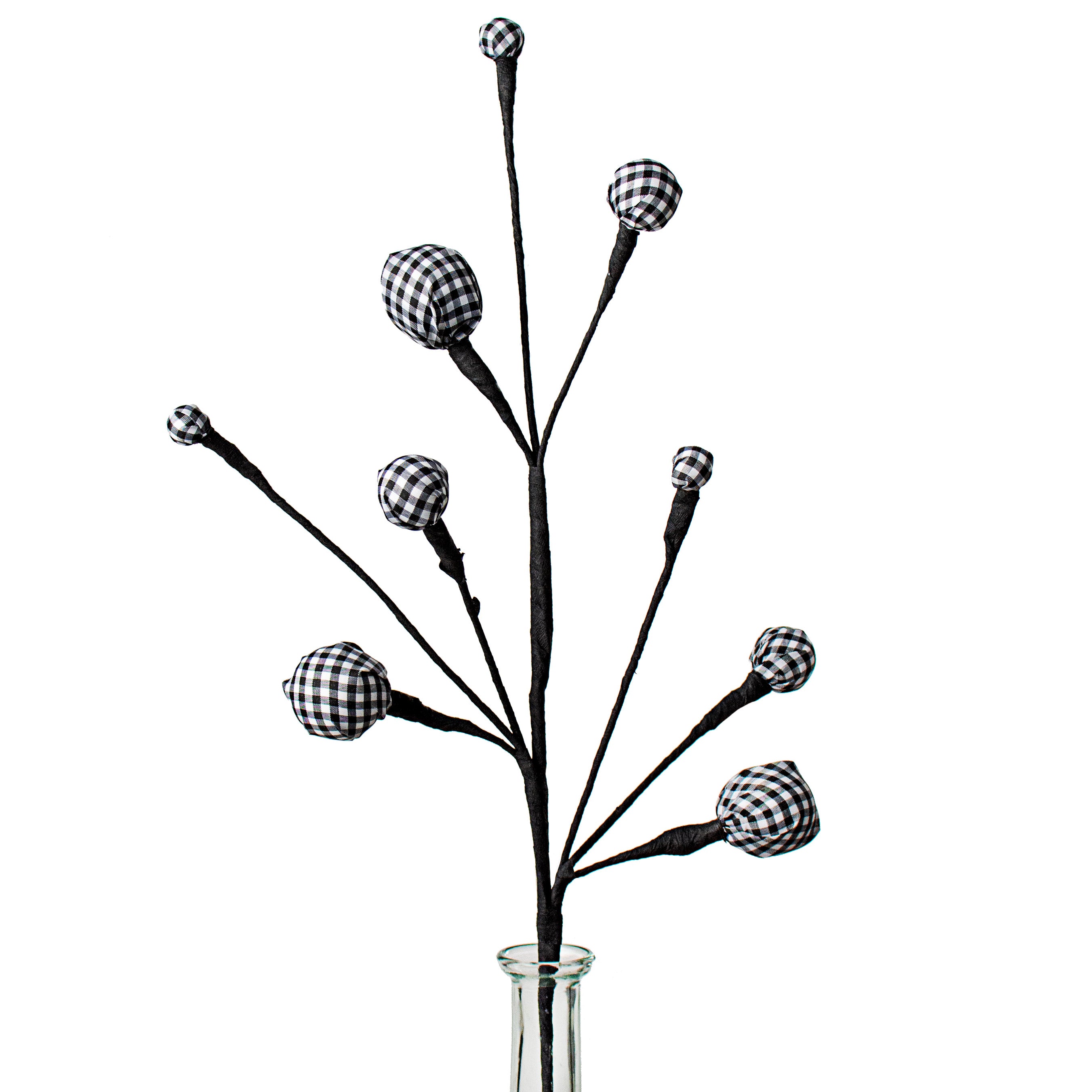 21" Gingham Ball Spray: Black & White Item Number: MN015430