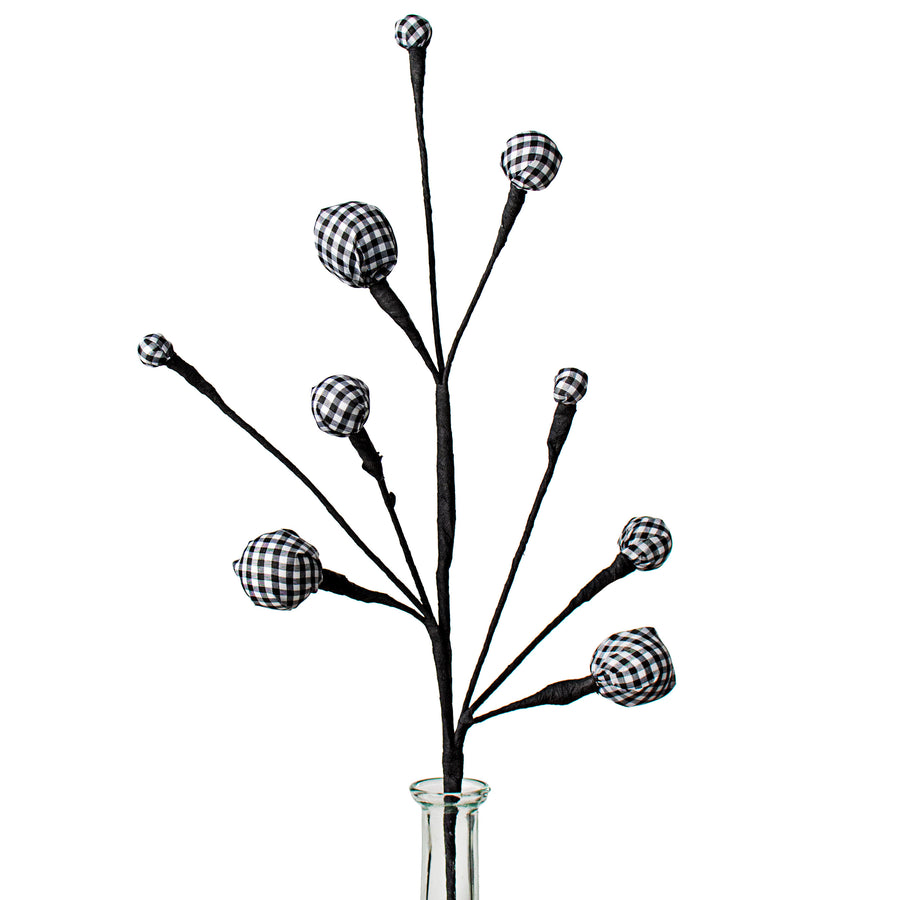 21" Gingham Ball Spray: Black & White Item Number: MN015430