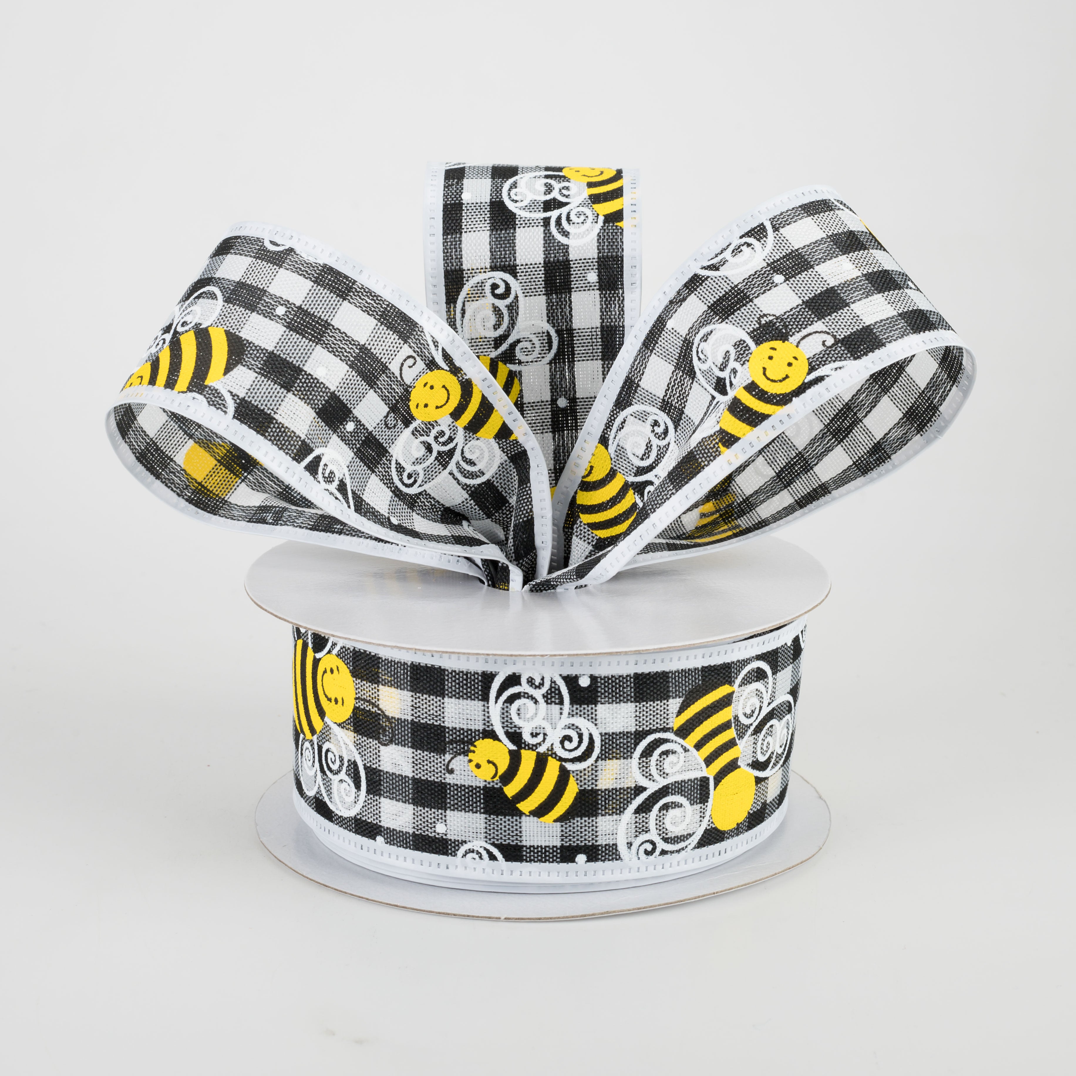 1.5" Gingham Bee Ribbon With White Edge (10 Yards) Lifestyle Photo