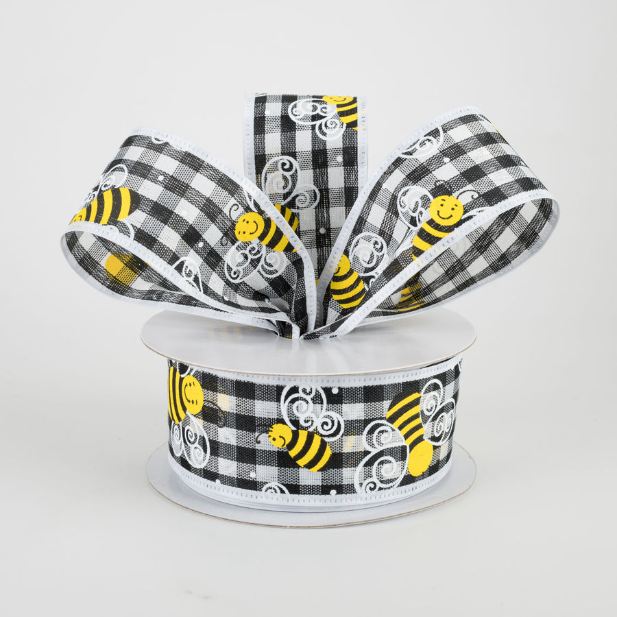 1.5" Gingham Bee Ribbon With White Edge (10 Yards) Lifestyle Photo