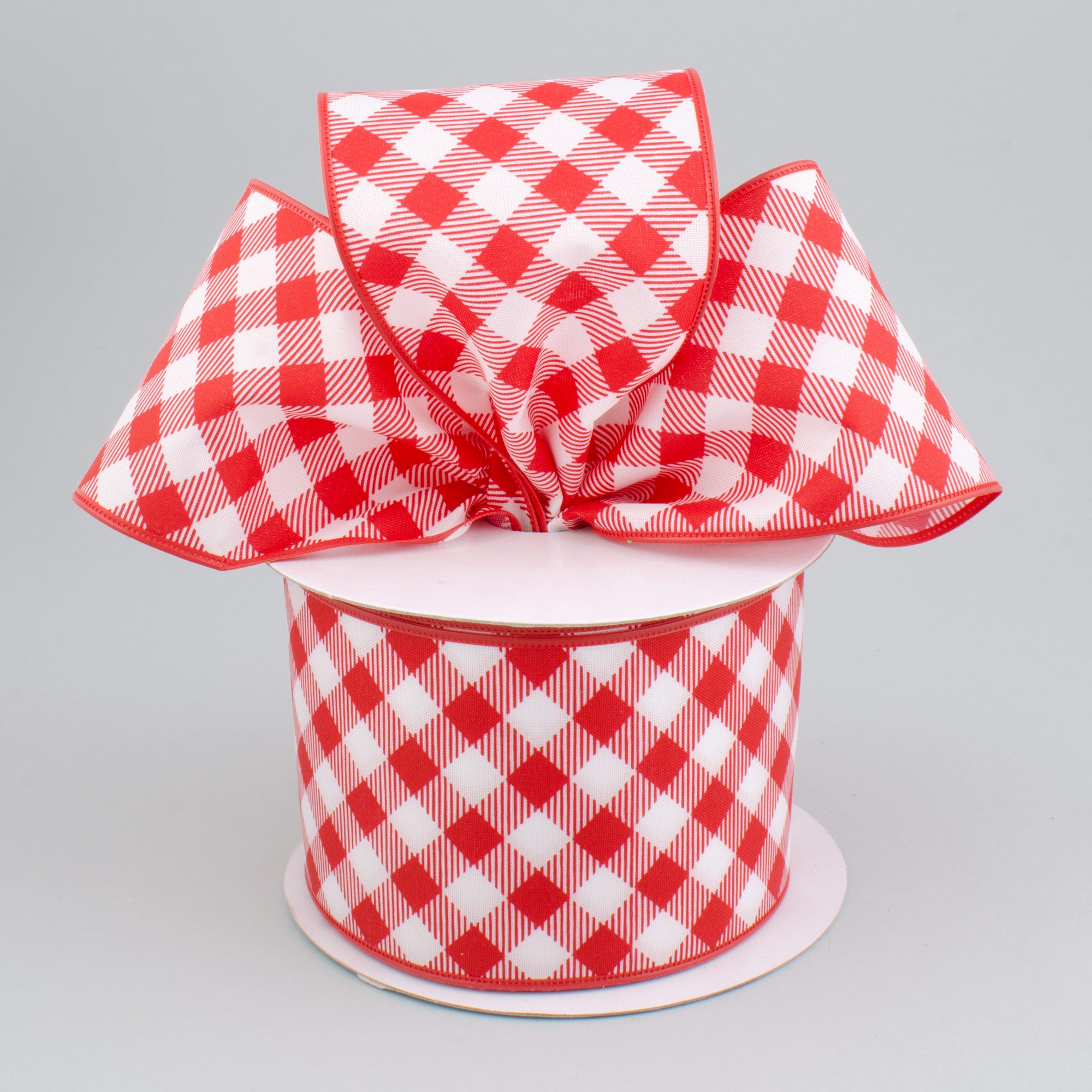 2.5" Gingham Check Basketweave Ribbon: Red & White (10 Yards) Lifestyle Photo