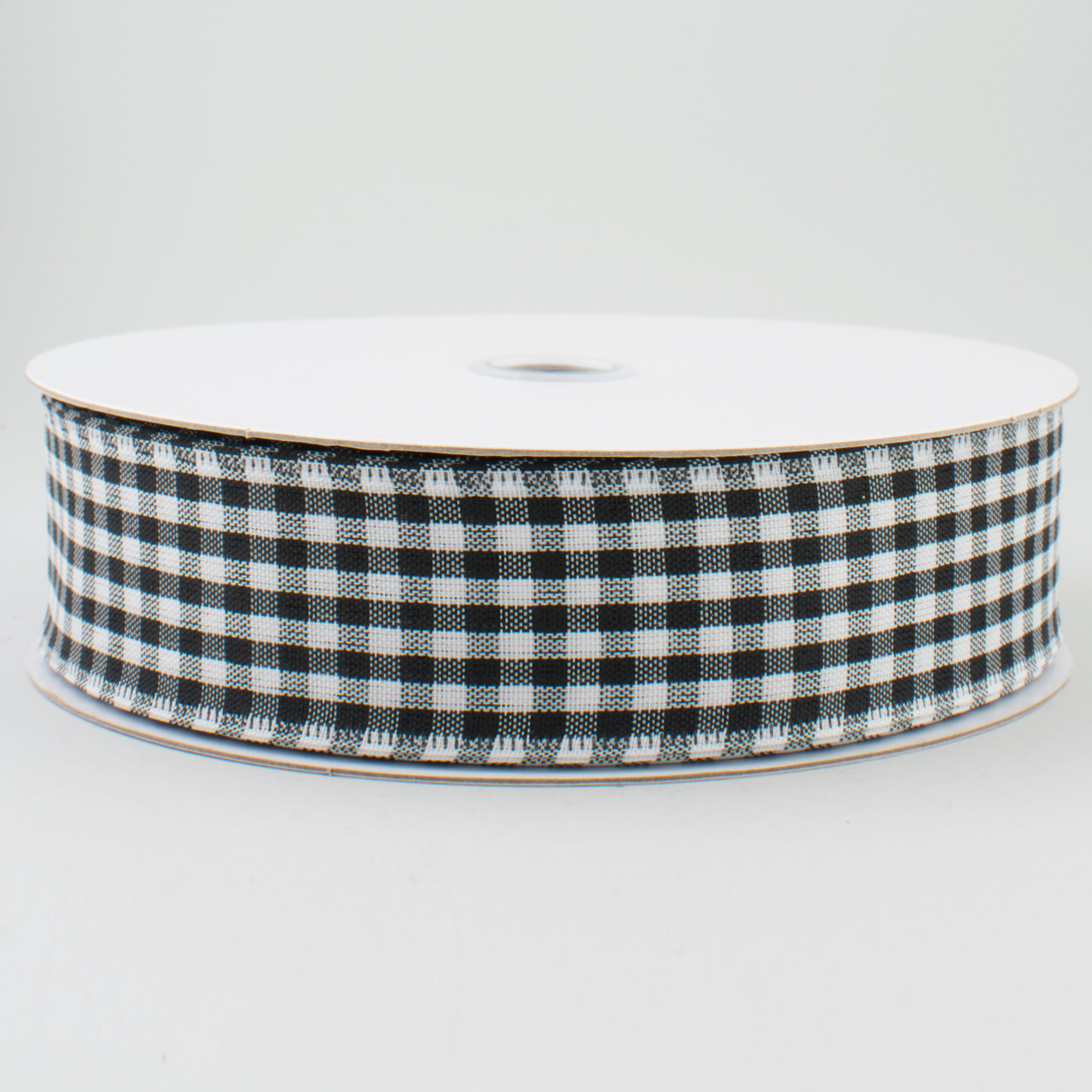 1.5" Gingham Check Wired Ribbon: Black & White (50 Yards)