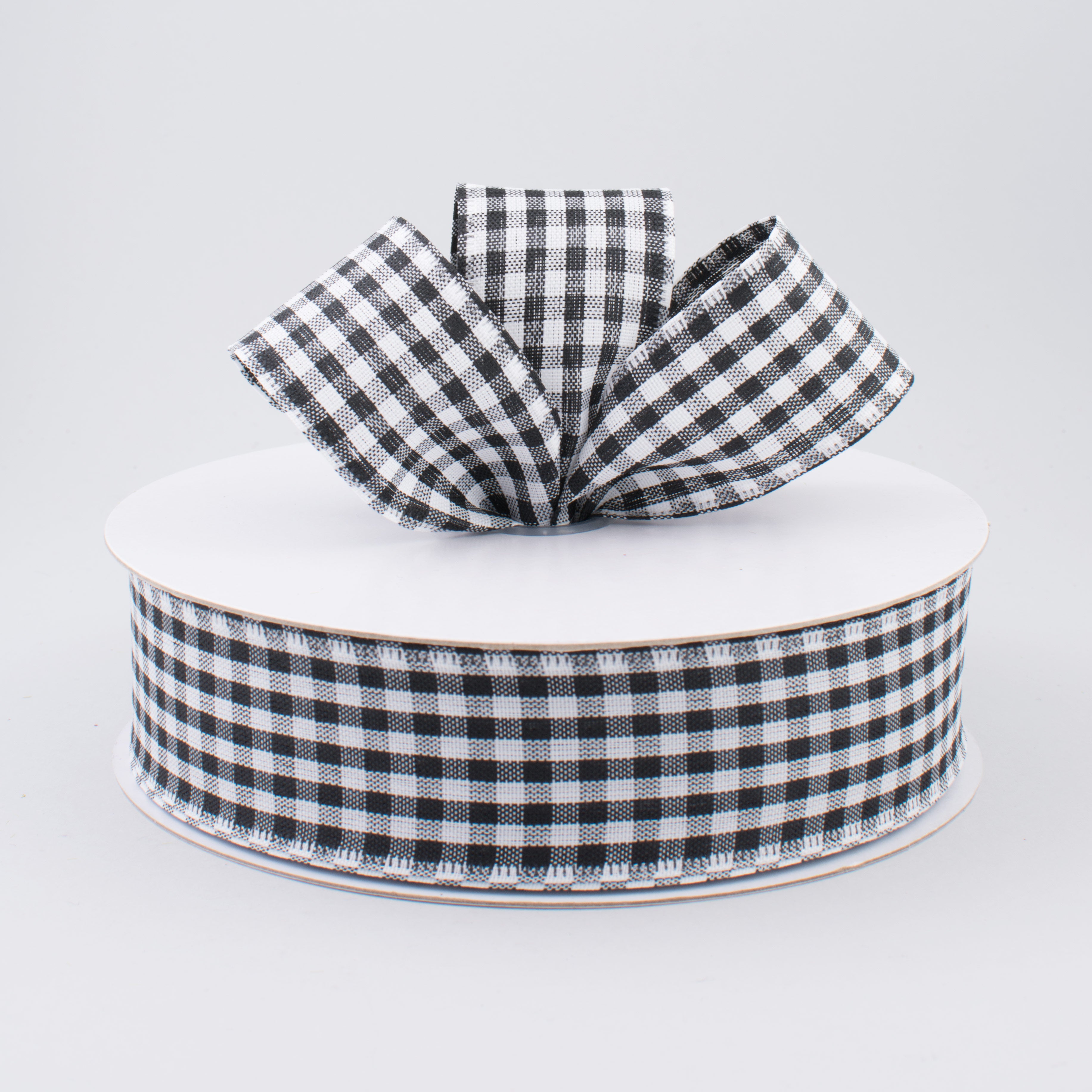 1.5" Gingham Check Wired Ribbon: Black & White (50 Yards) Lifestyle Photo