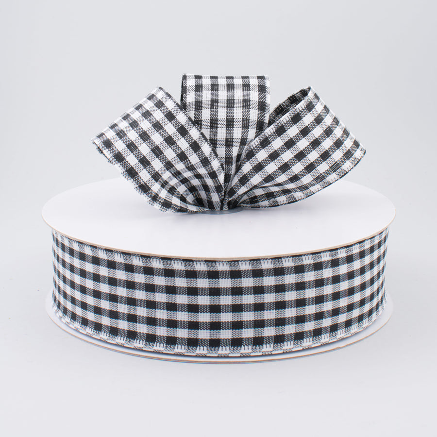 1.5" Gingham Check Wired Ribbon: Black & White (50 Yards) Lifestyle Photo