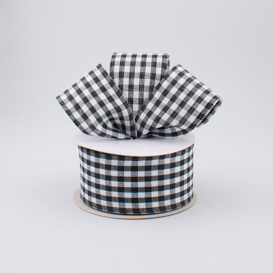 1.5" Gingham Check Wired Ribbon: Black & White (10 Yards) Lifestyle Photo